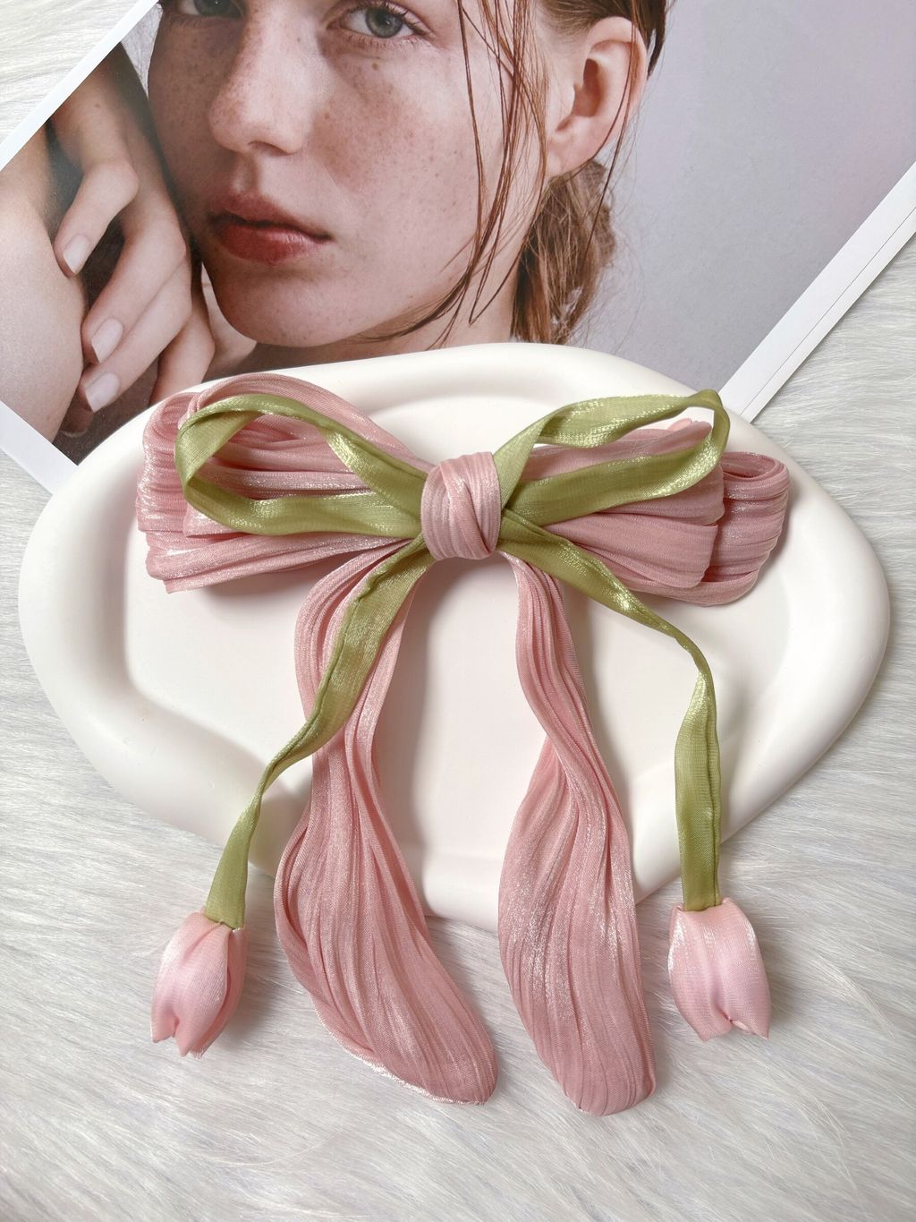 korean style ribbon spring clip (10cm)