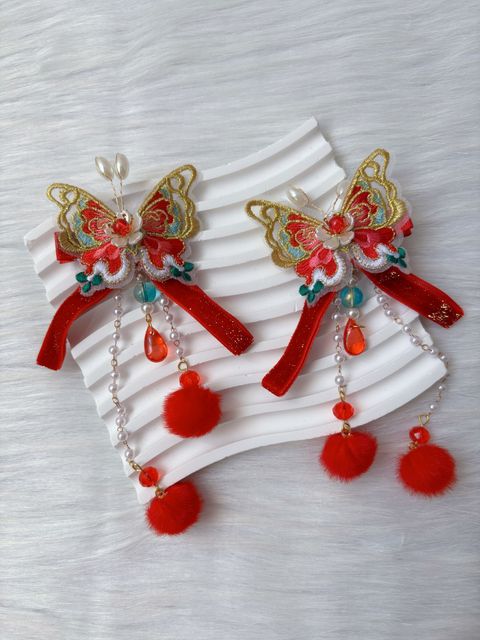vintage butterfly theme cny duck clip (1pair)