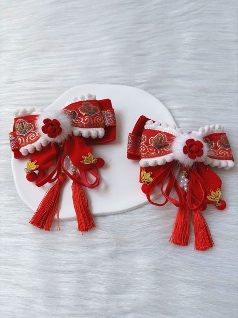 embroidery ribbon cny duck clip (1pair)