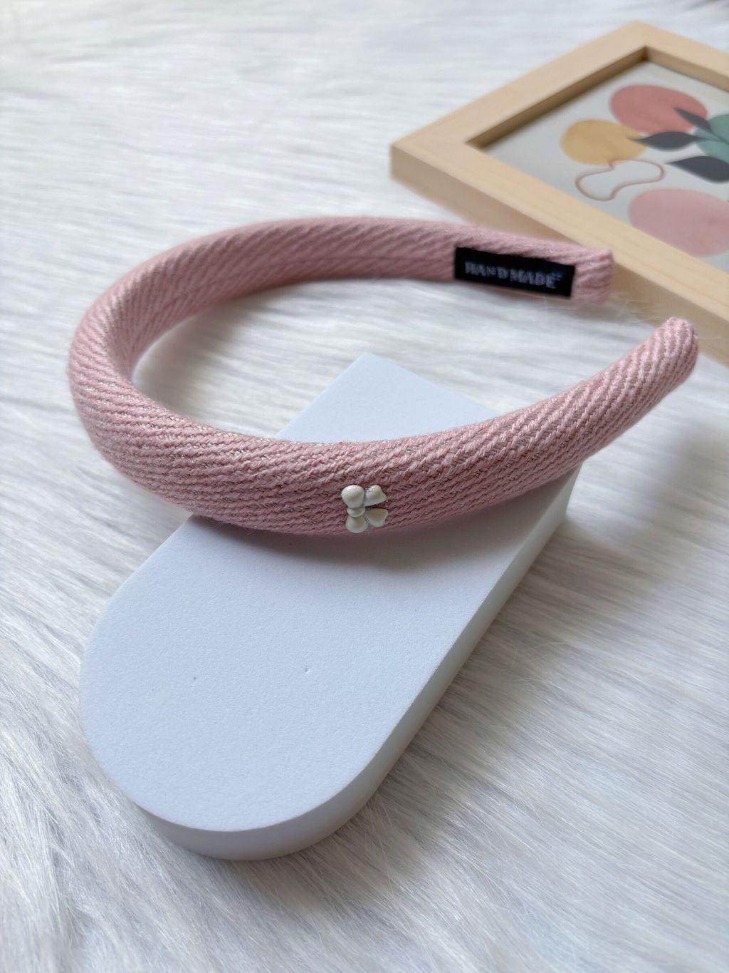 sweet pink tweed headband