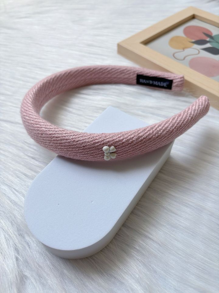 sweet pink tweed headband