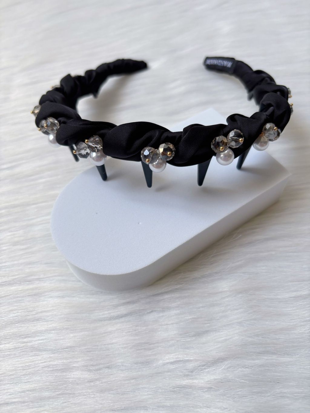 pearl mix crystal ruffle headband