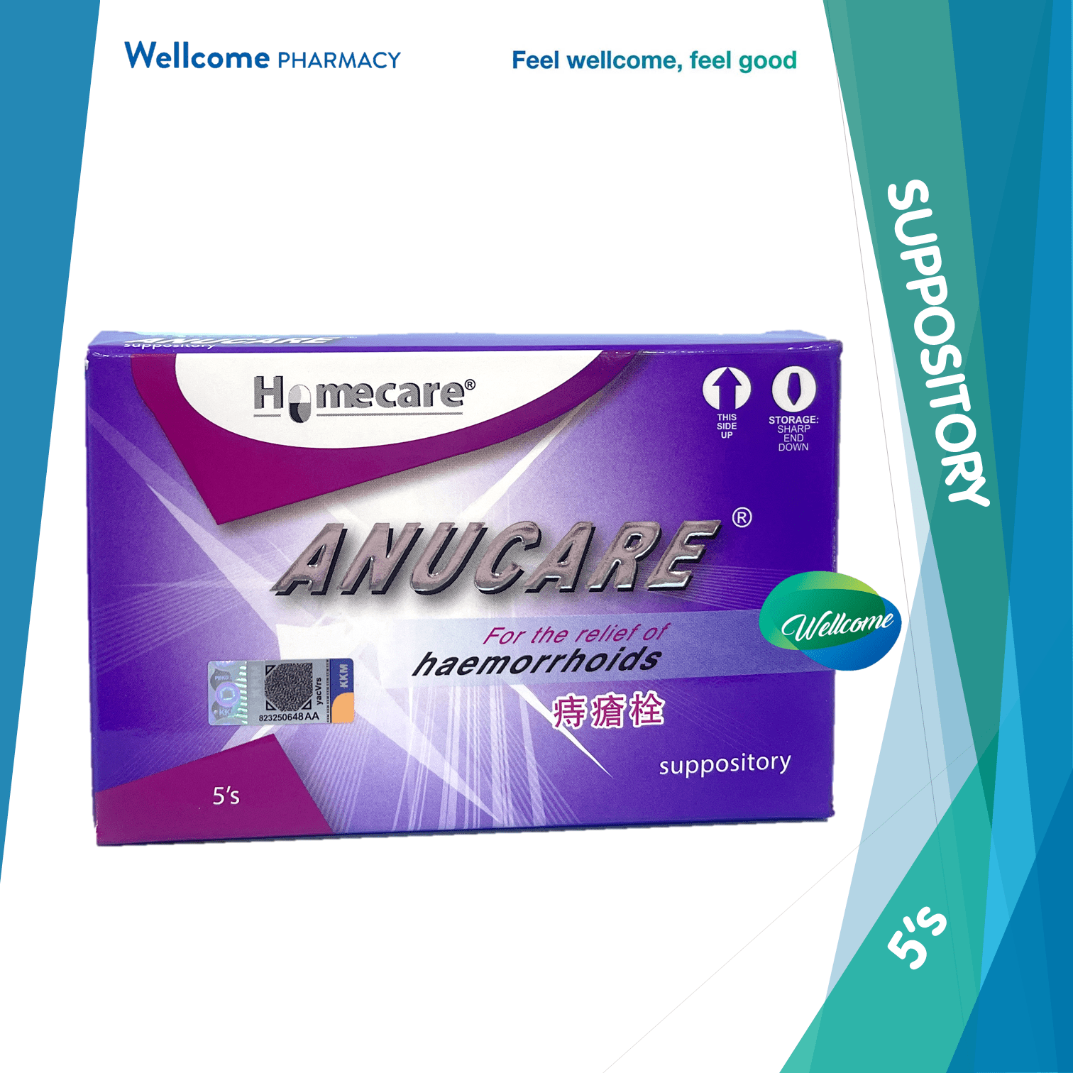 Homecare Anucare Suppository - 5s - Wellcome Pharmacy