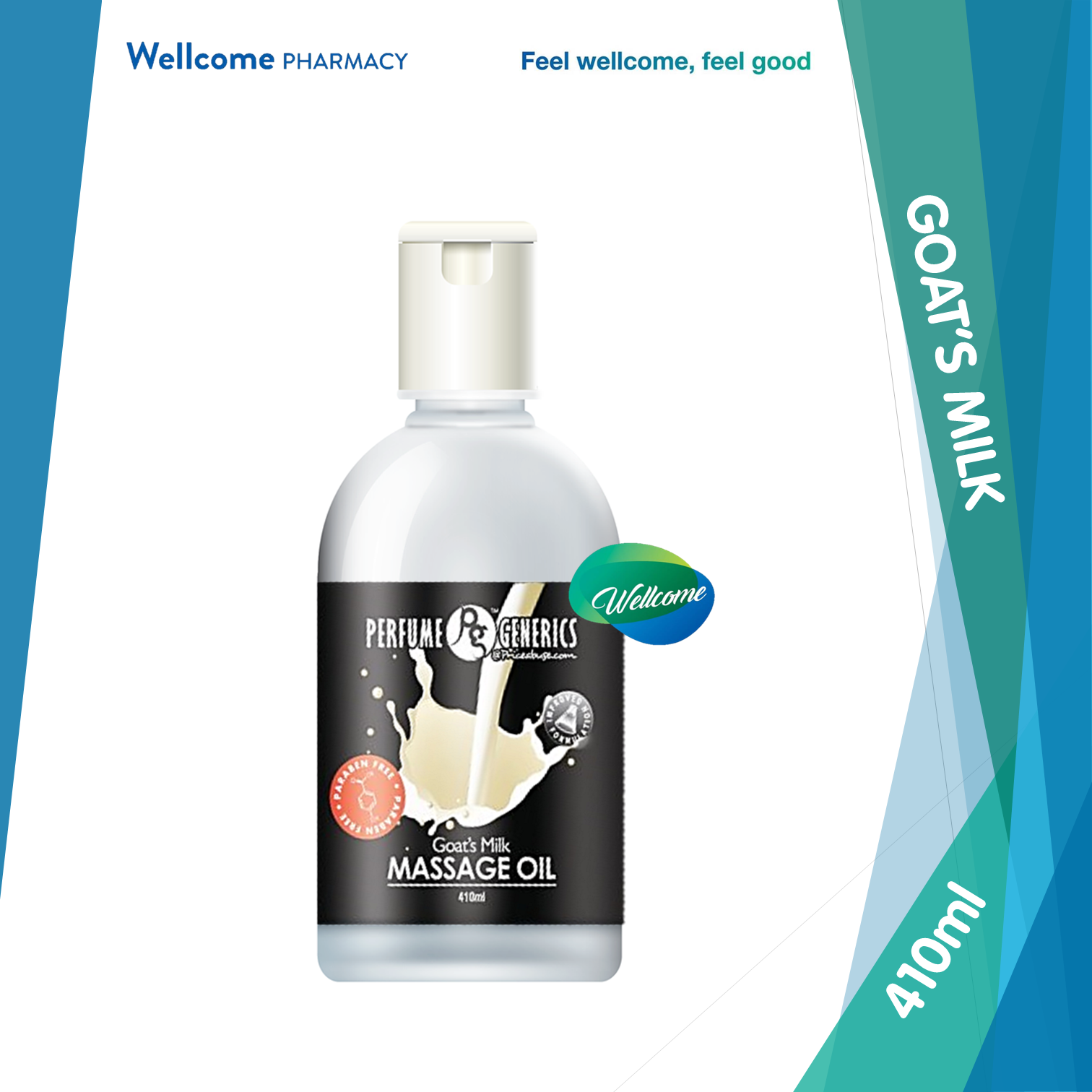 PG Goat's Milk Massage Oil - 410ml - Wellcome Pharmacy PG Goat's Milk Massage Oil - 410ml - Wellcome Pharmacy