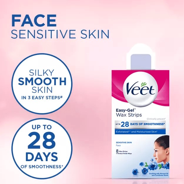Veet Easy-Gel™ Wax Strip for Face - Sensitive Skin - 20's - Wellcome Pharmacy Veet Easy-Gel™ Wax Strip for Face - Sensitive Skin - 20's - Wellcome Pharmacy