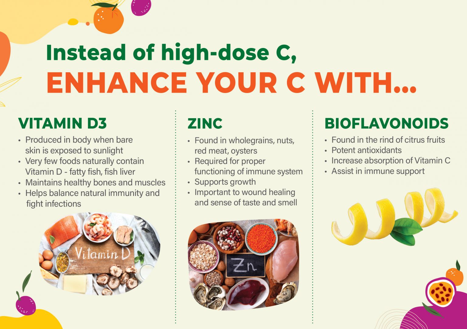 SpringHealth ENHAN-C™ Mixed Passion Fruit and Orange Juice Drink with Vitamin C, D and Zinc - 20's - Wellcome Pharmacy