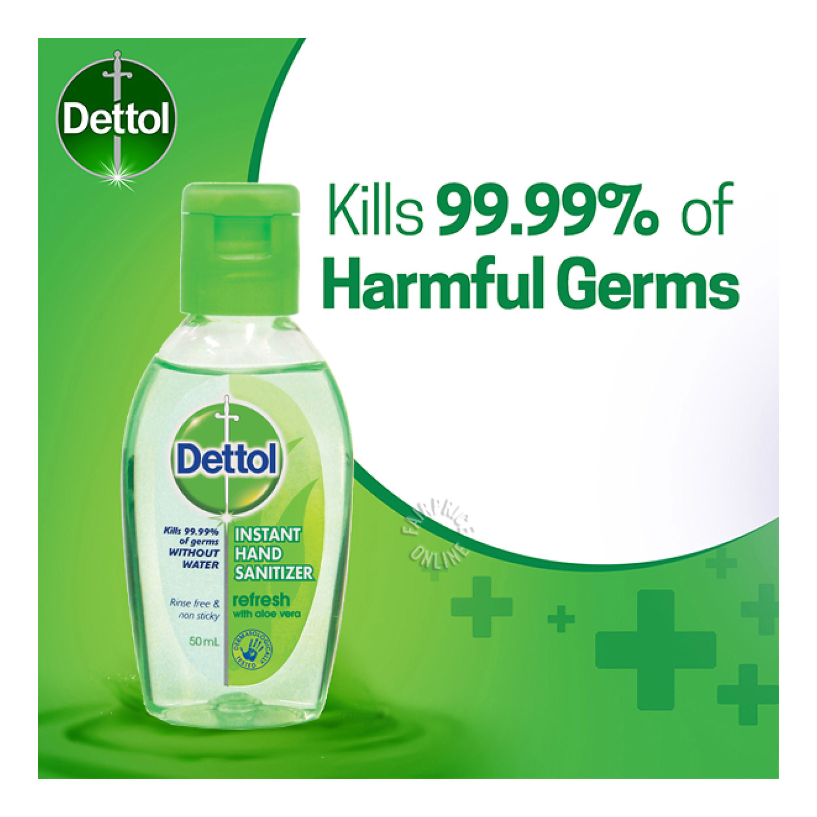 Dettol Instant Gel Hand Sanitizer - Refresh with Aloe Vera - 50ml - Wellcome Pharmacy