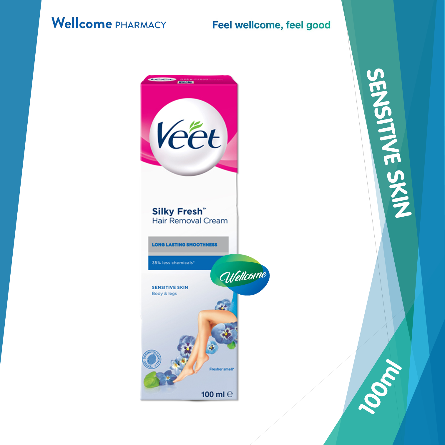 Veet Cream Sensitive Skin - 100ml - Wellcome Pharmacy