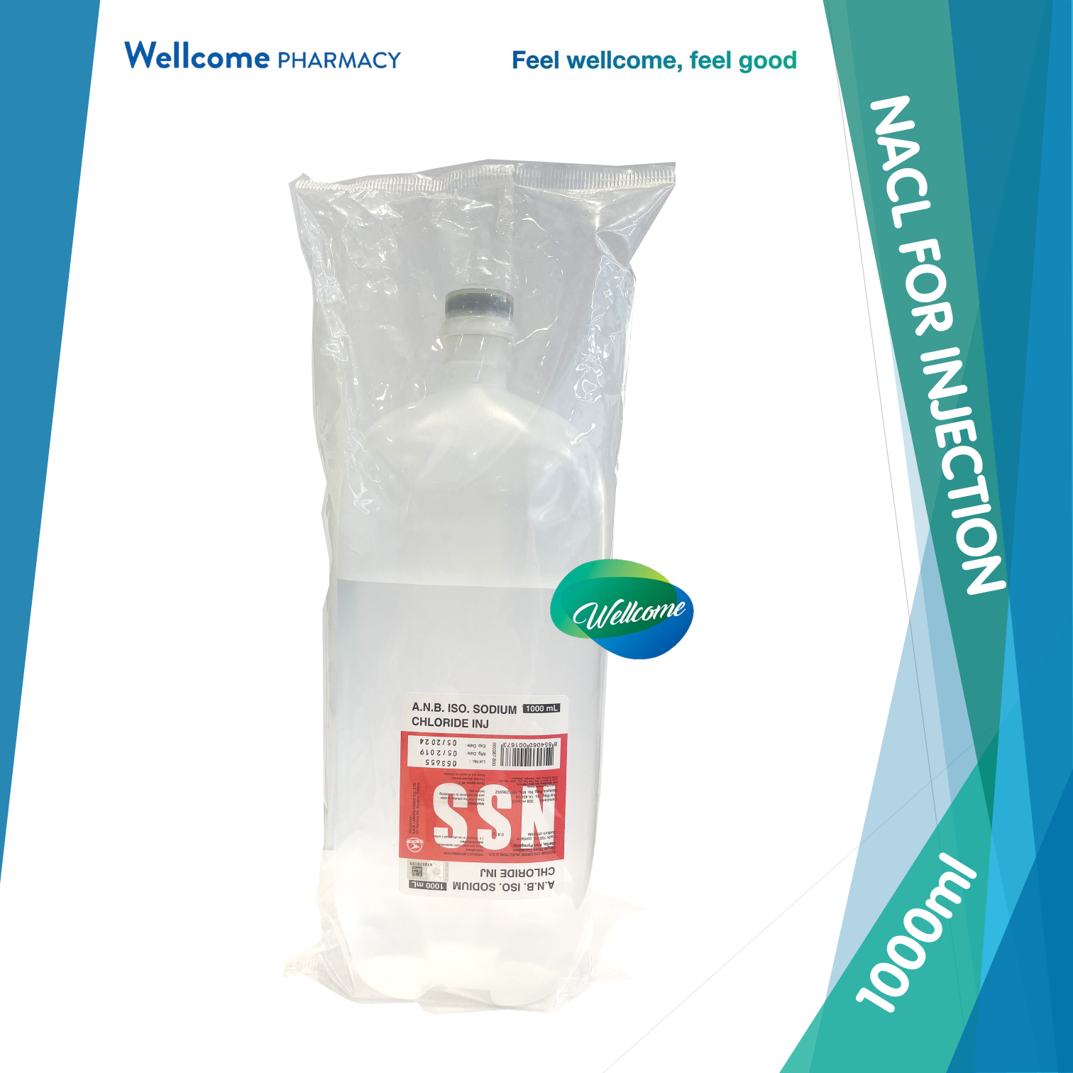 A.N.B Isotonic Normal Saline (Sodium Chloride 0.9% w/v) for Injection - Wellcome Pharmacy