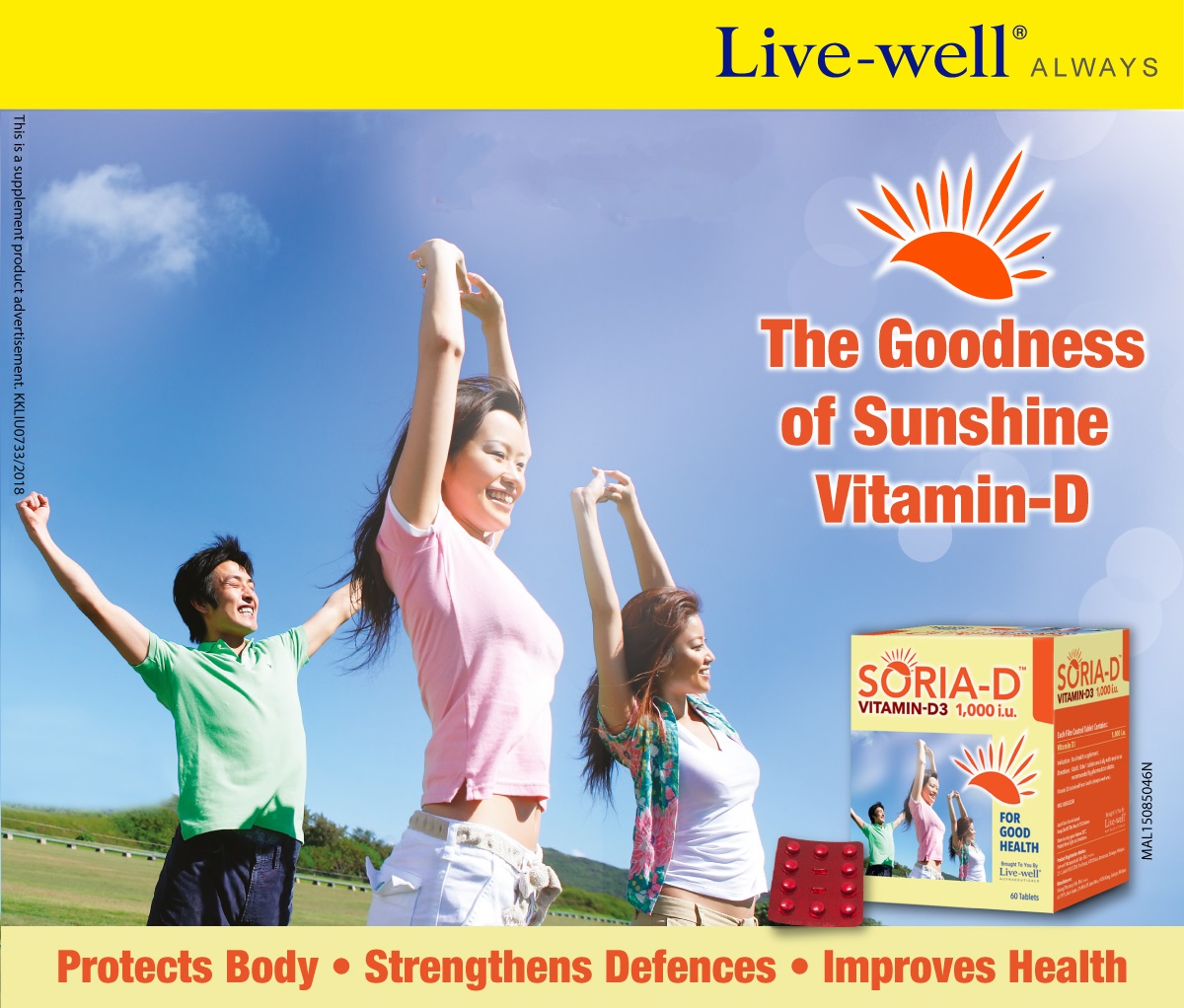Live-Well Soria-D Vitamin D3 1000iu Tablets - 2 x 60's - Wellcome Pharmacy