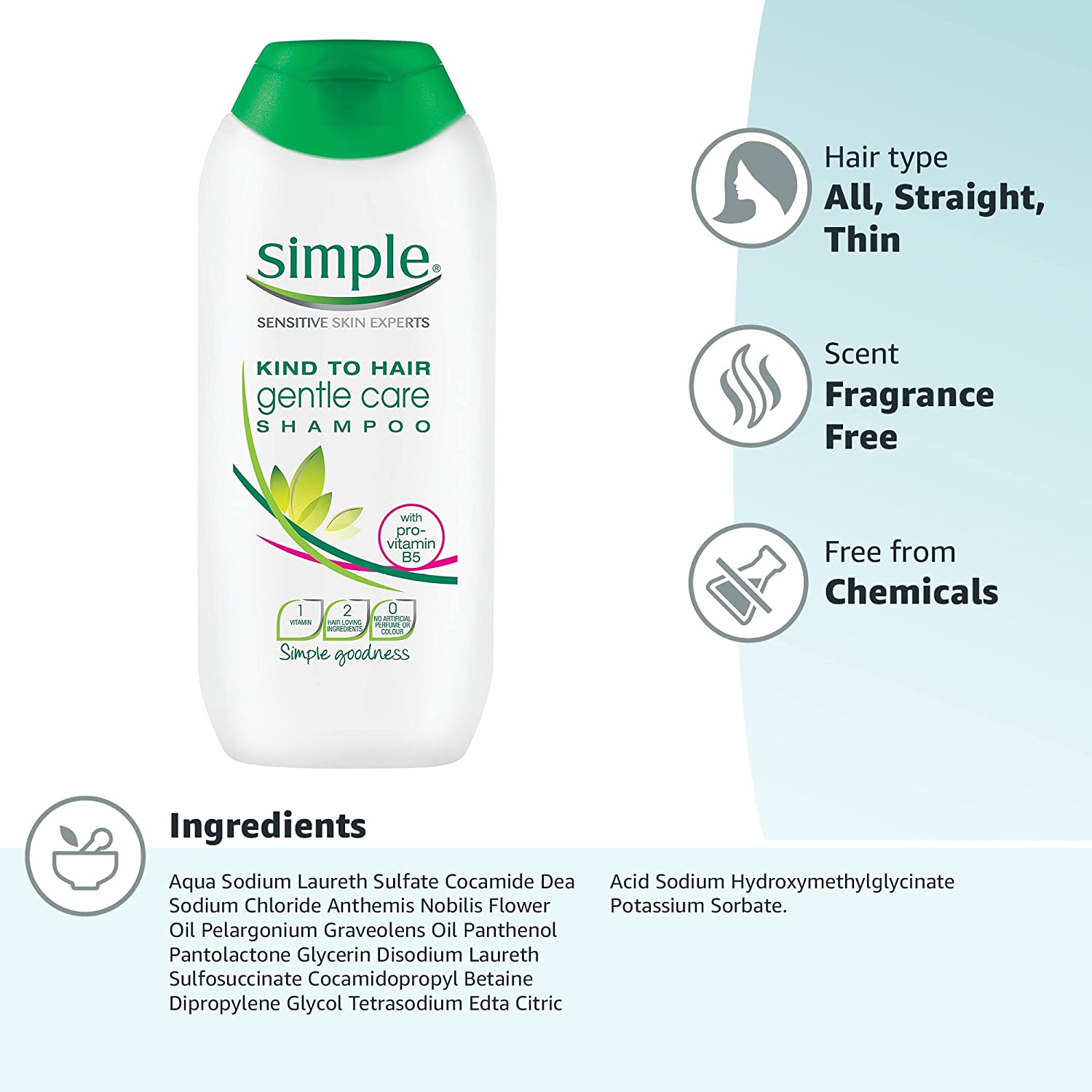 Simple Kind to Hair Gentle Care Shampoo - 200ml - Wellcome Pharmacy