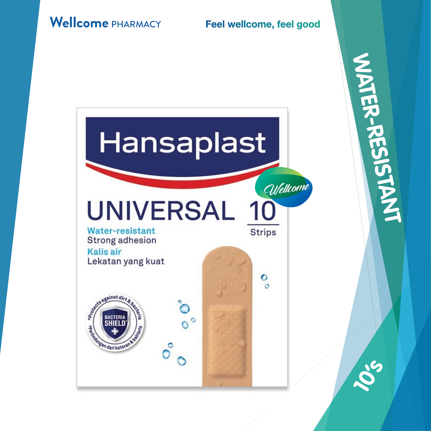 Hansaplast Universal Water Resistant - 10s - Wellcome Pharmacy