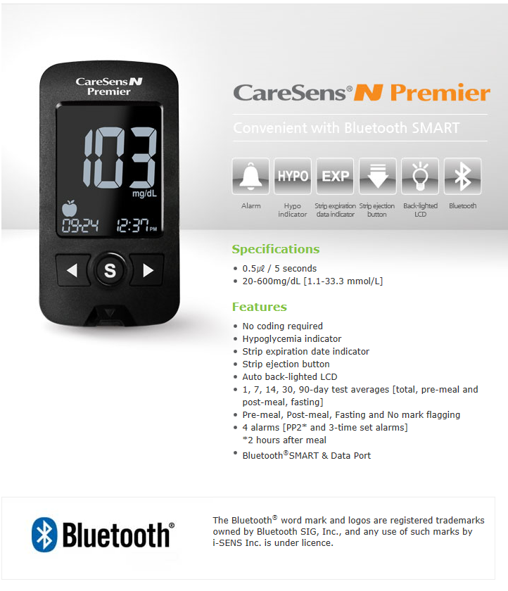 CareSens N Premier Bluetooth Blood Glucose Monitoring System - Wellcome Pharmacy