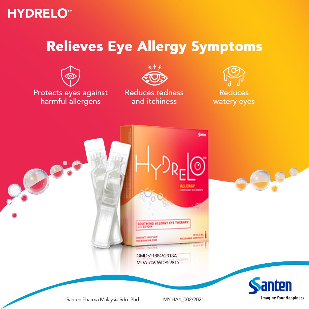 Santen Hydrelo™ Allergy Lubricant Eye Drops with Ectoin 0.5ml Unit Dose