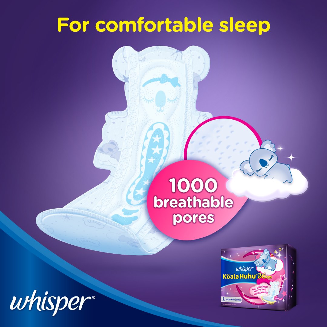 Whisper Koala Huhu 36cm Wing Super Thin Sanitary Pads - 5's - Wellcome Pharmacy Whisper Koala Huhu 36cm Wing Super Thin Sanitary Pads - 5's - Wellcome Pharmacy