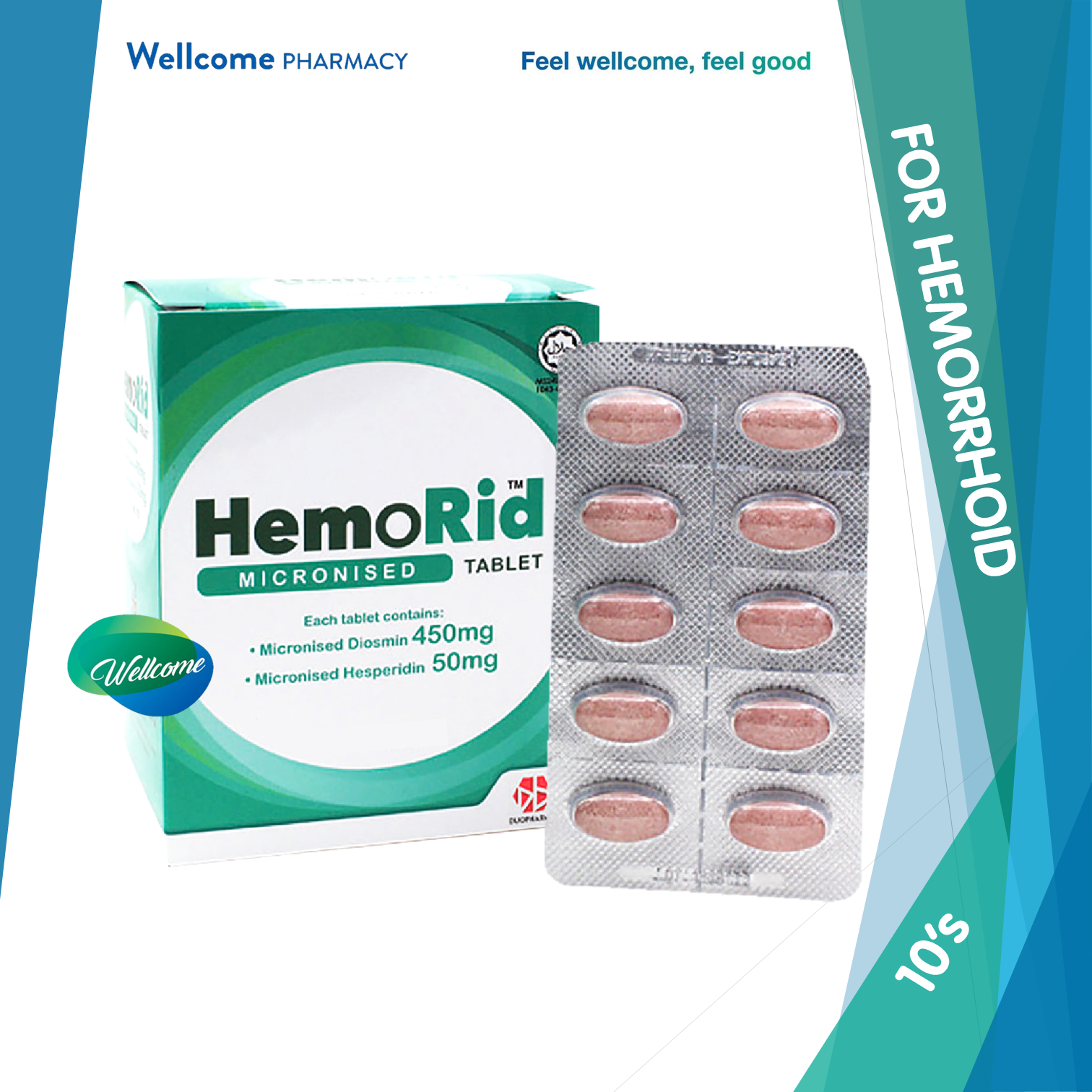 HemoRid Micronised Tablet with Diosmin & Hesperidin for Haemorrhoid Piles  Buasir - 10's – Wellcome Pharmacy