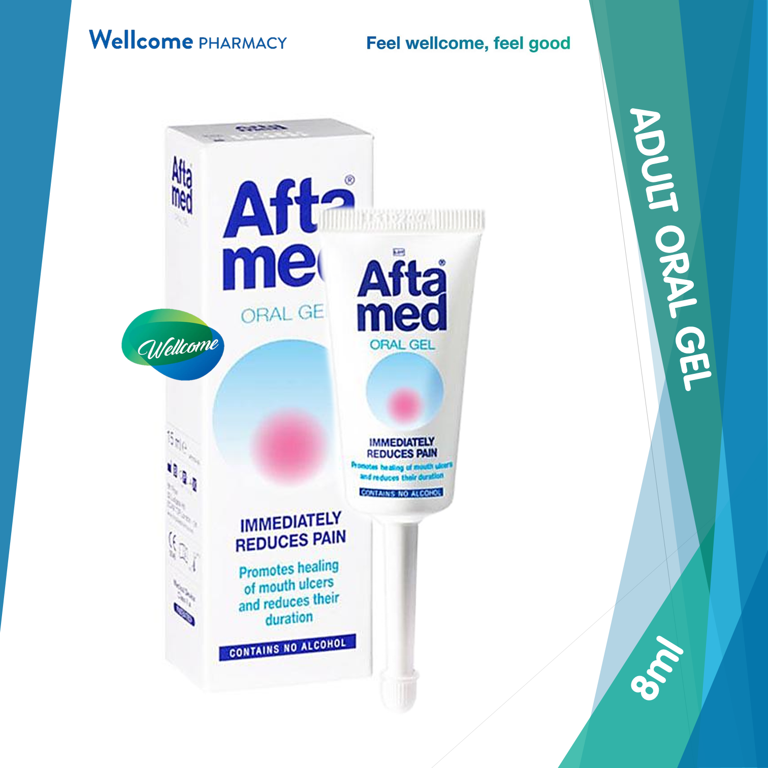 Aftamed Classic Oral Gel for Mouth Ulcers and Cracked Lips Mint Flavour -  8ml – Wellcome Pharmacy