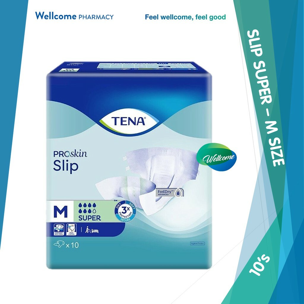 Tena Proskin Slip Super Adult Diaper - Size M (10's) / Size L