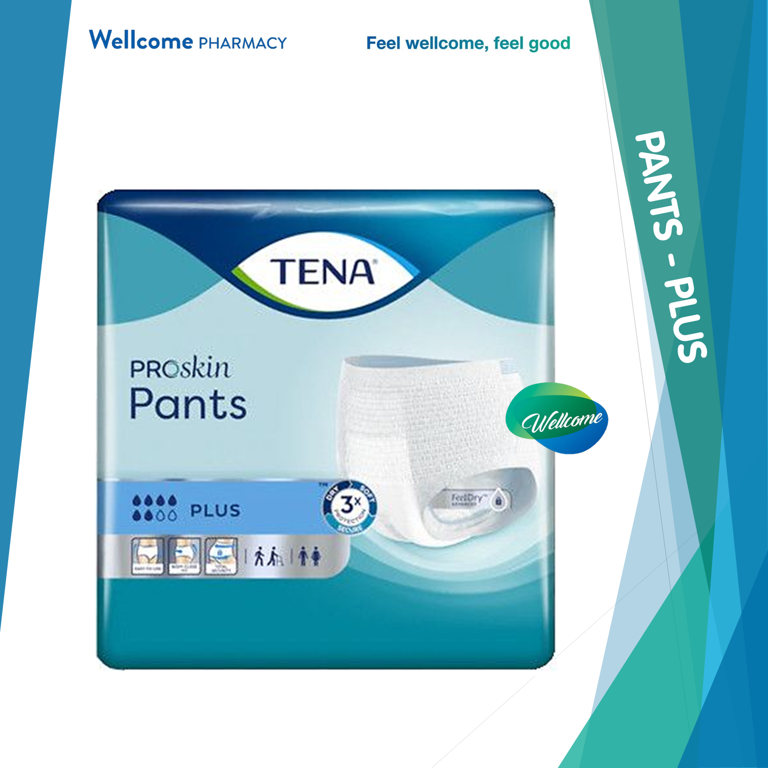 Tena Pants Plus M 9's | Triple Protection