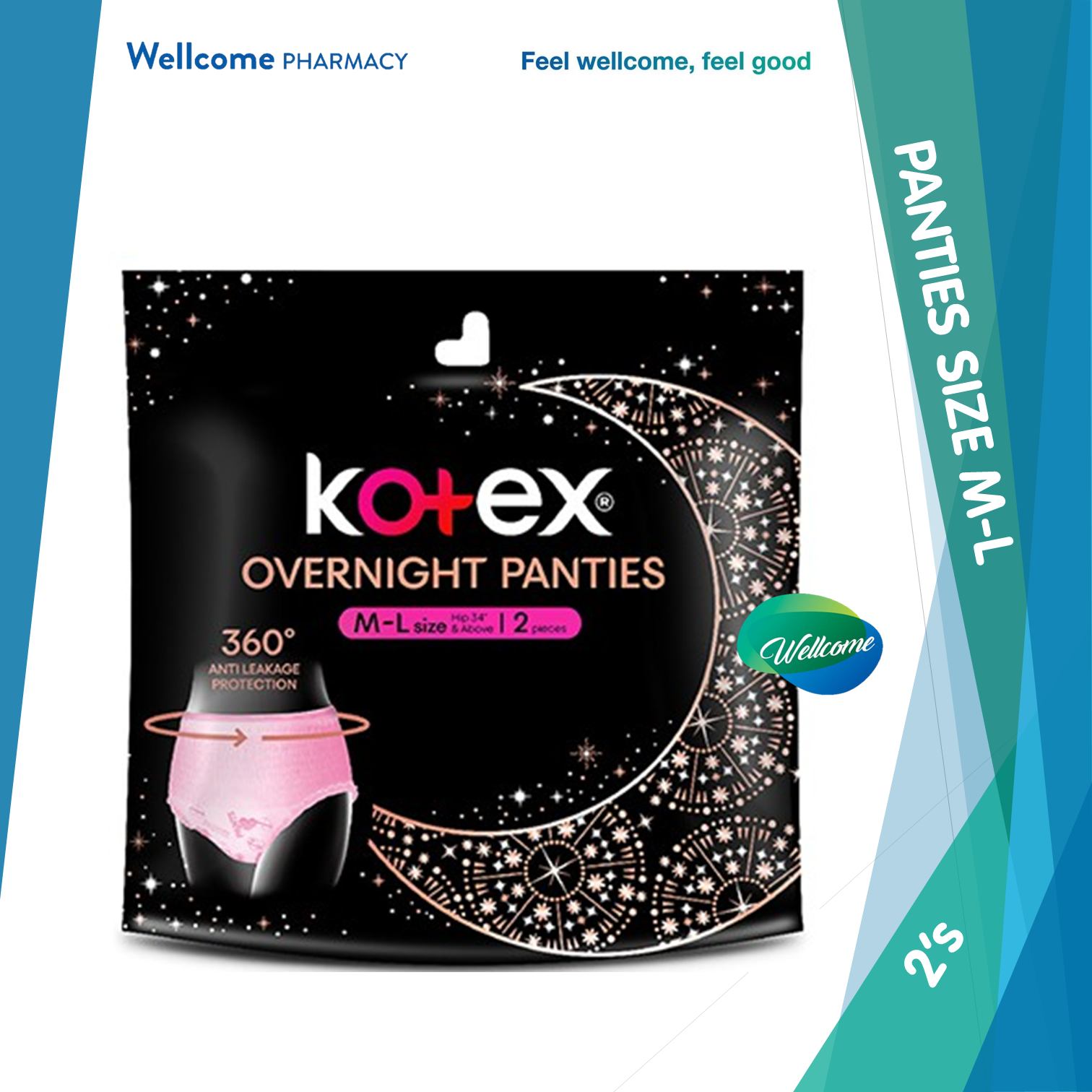 Kotex, Overnight Pants S-M(Absorbent,Snug fit,Heavy period,Extra  Protection,Made in Korea)