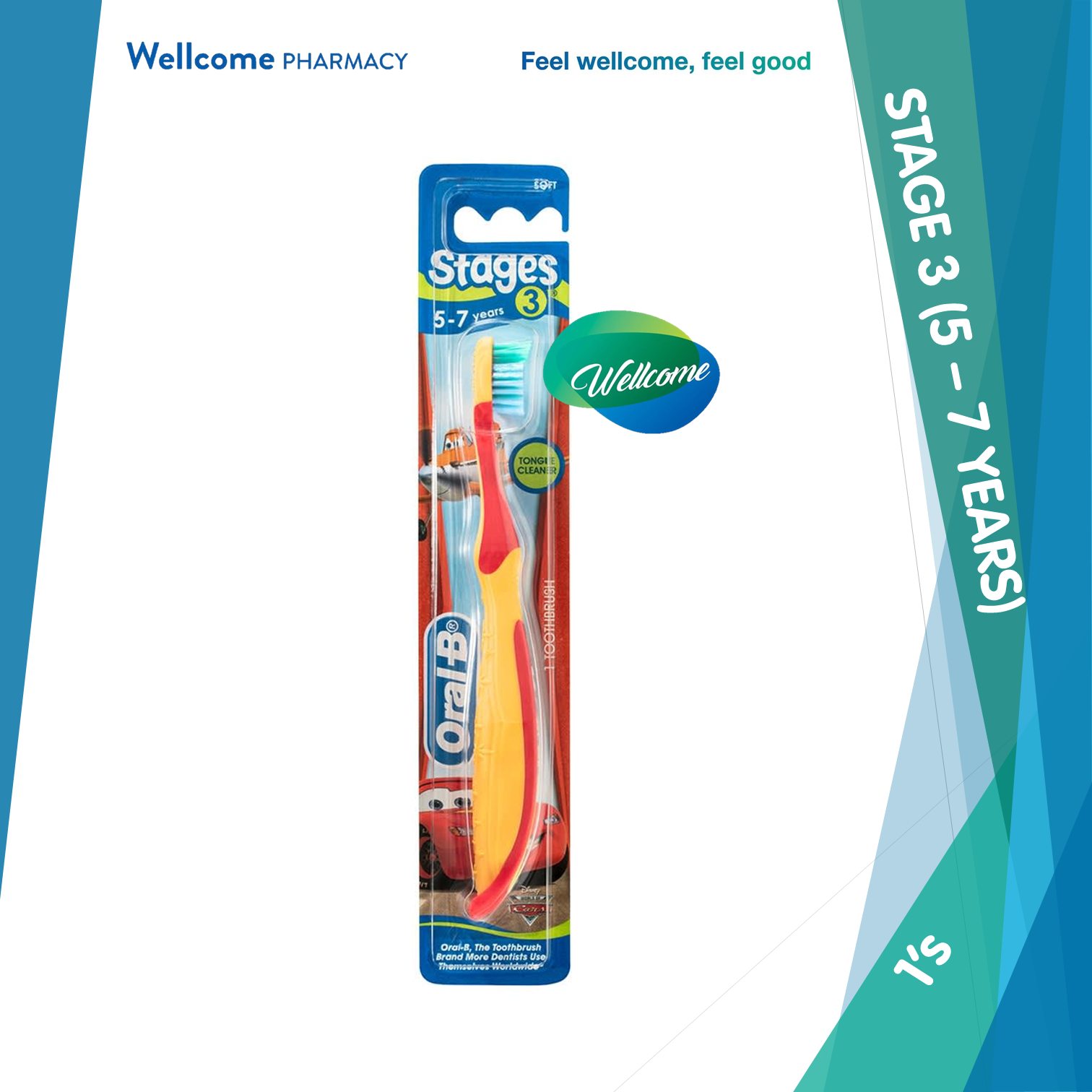 Oral-B Kid's Stage 3 Toothbrush for 5-7 Years Old – Wellcome Pharmacy