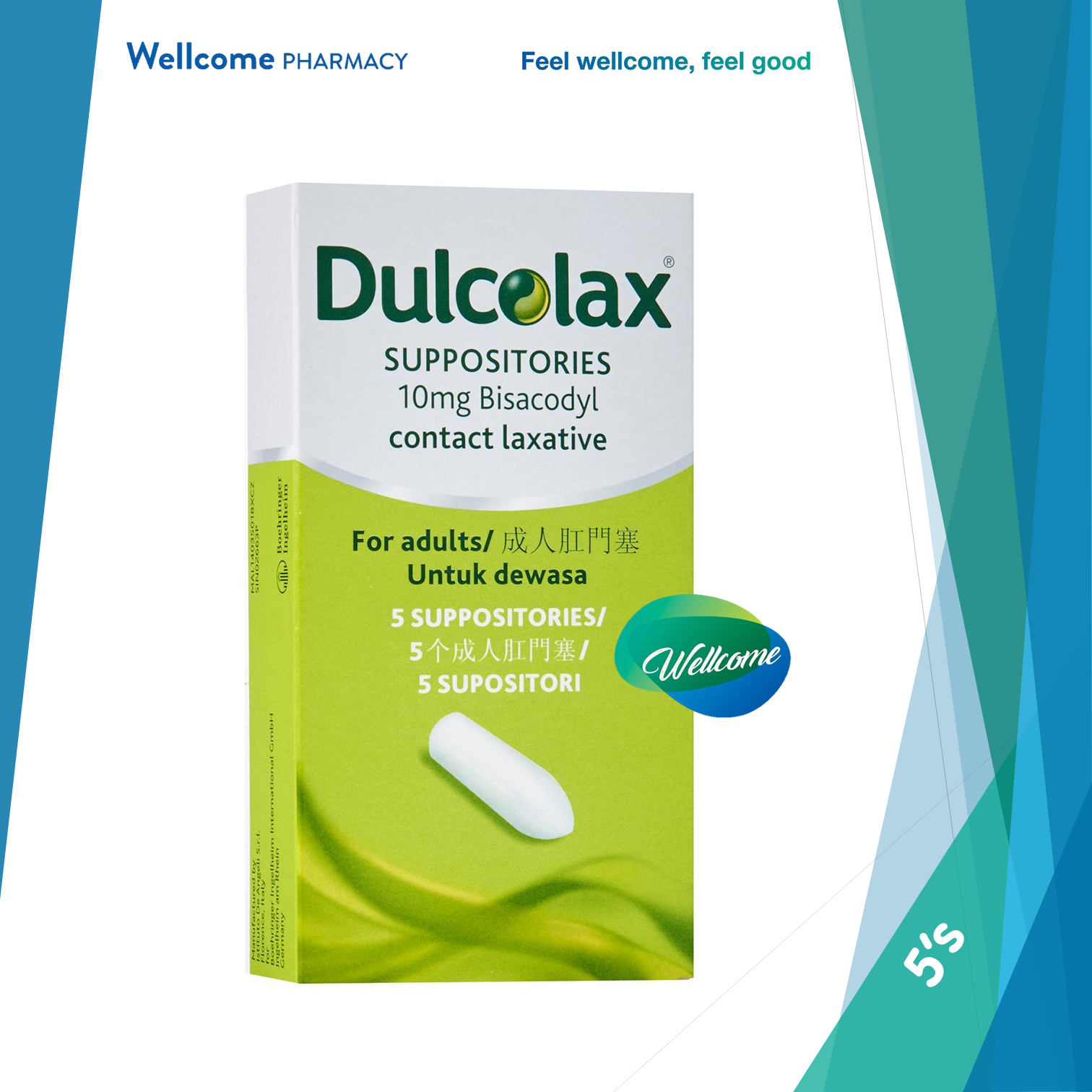 DULCOLAX Constipation Relief Suppository 5s, Digestive Care