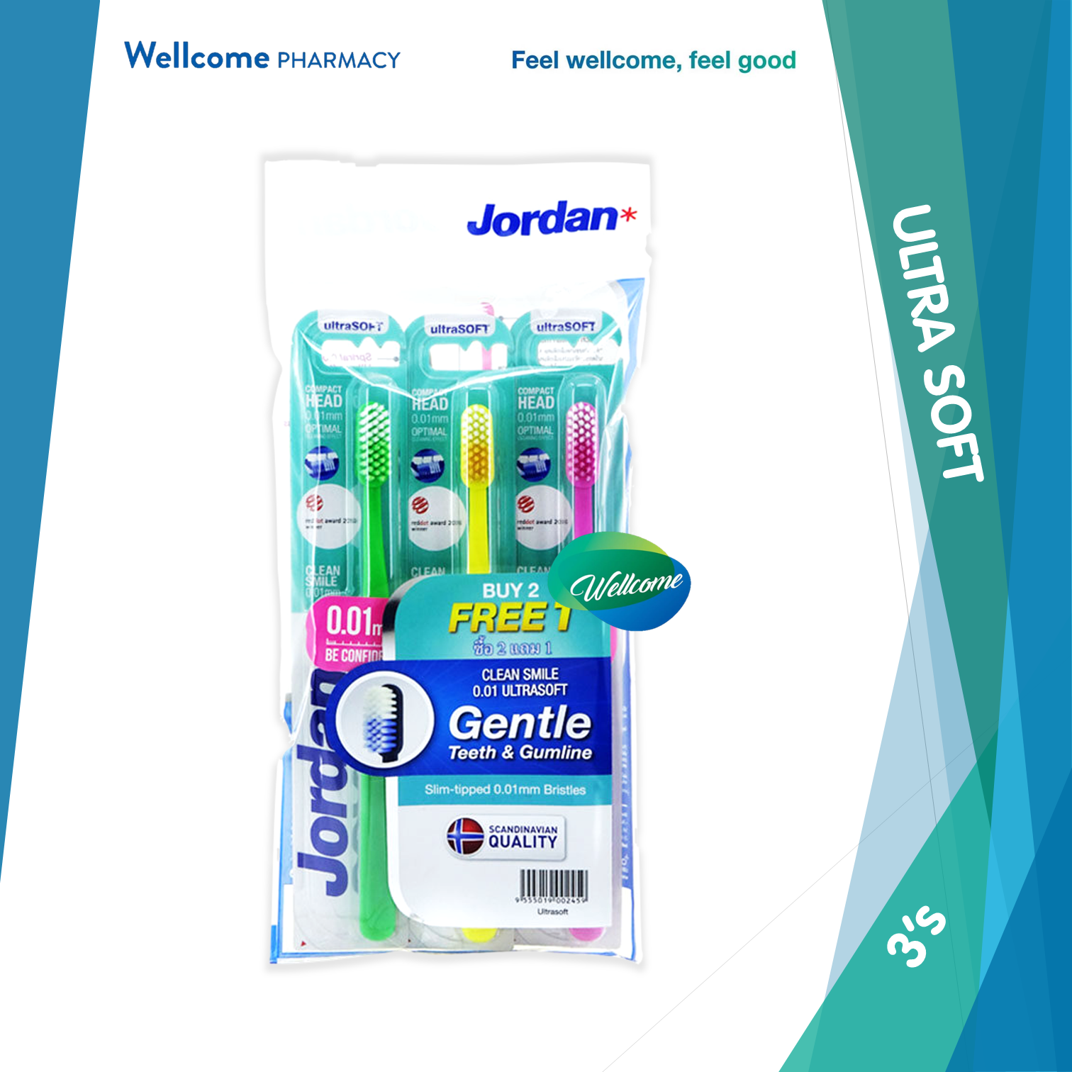 Jordan Clean Smile Ultra Soft Toothbrush - 2s+1s.png