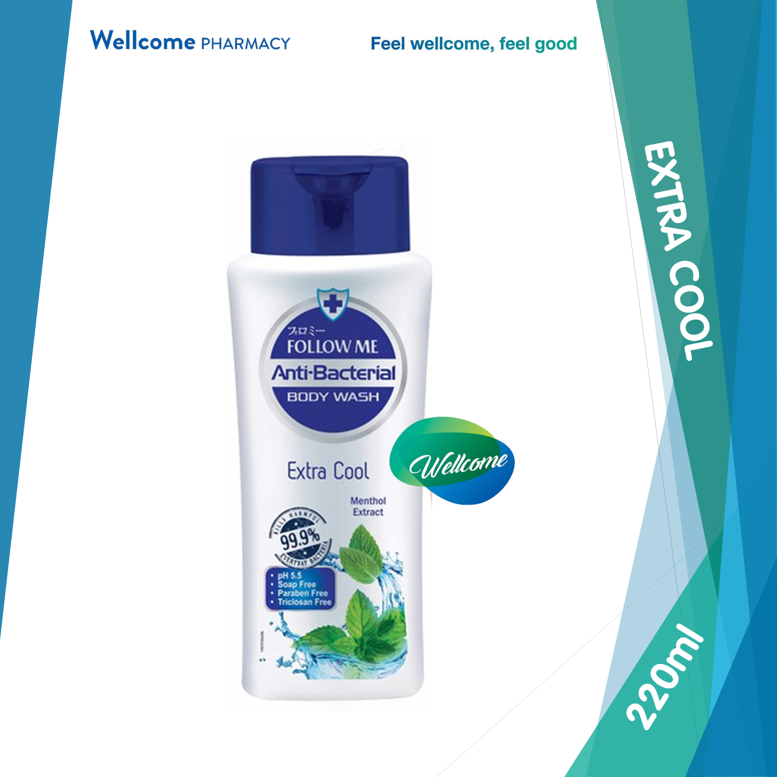 Follow Me Anti-Bacterial Body Wash Extra Cool - 220ml.png