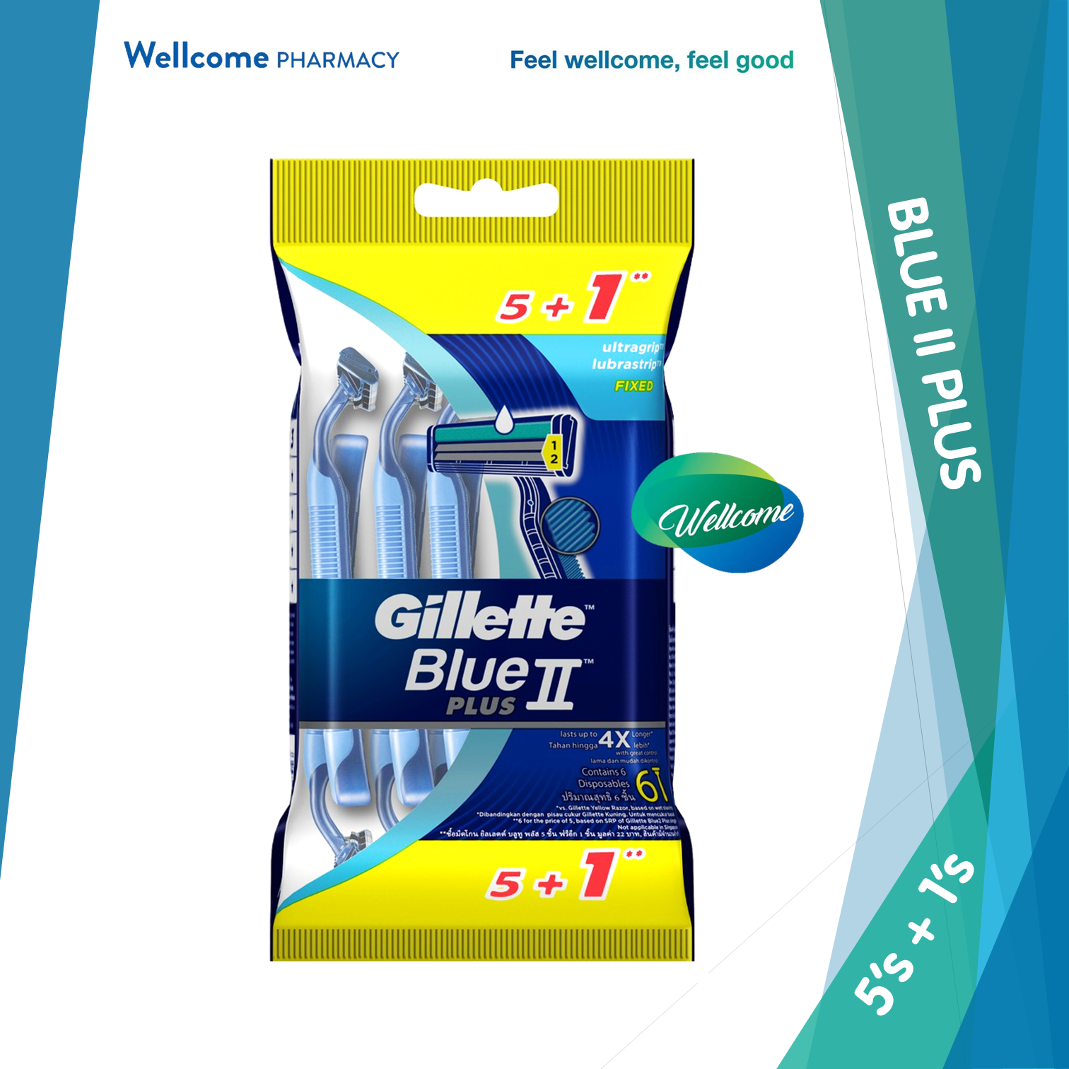 Gillette Blue II Plus Ultra Sensitive - 5s + 1s.png