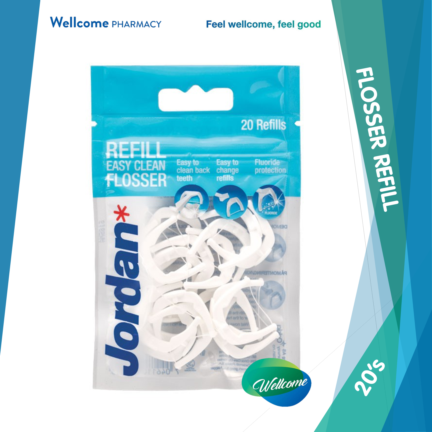 Jordan Easy Clean Flosser Refill Pack - 20's – Wellcome Pharmacy