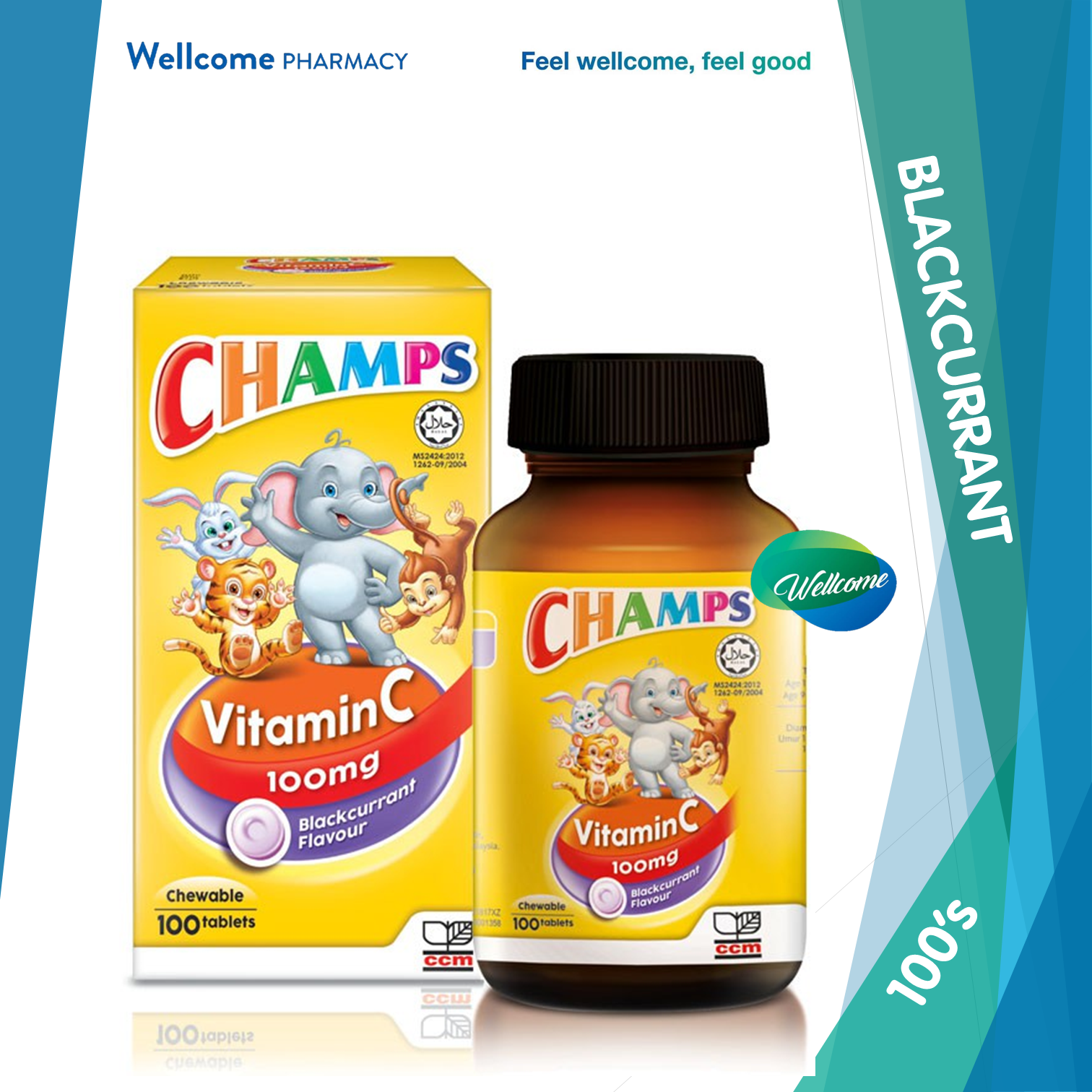 Champs Vitamin C 100mg Blackcurrant Tablet - 100s.png