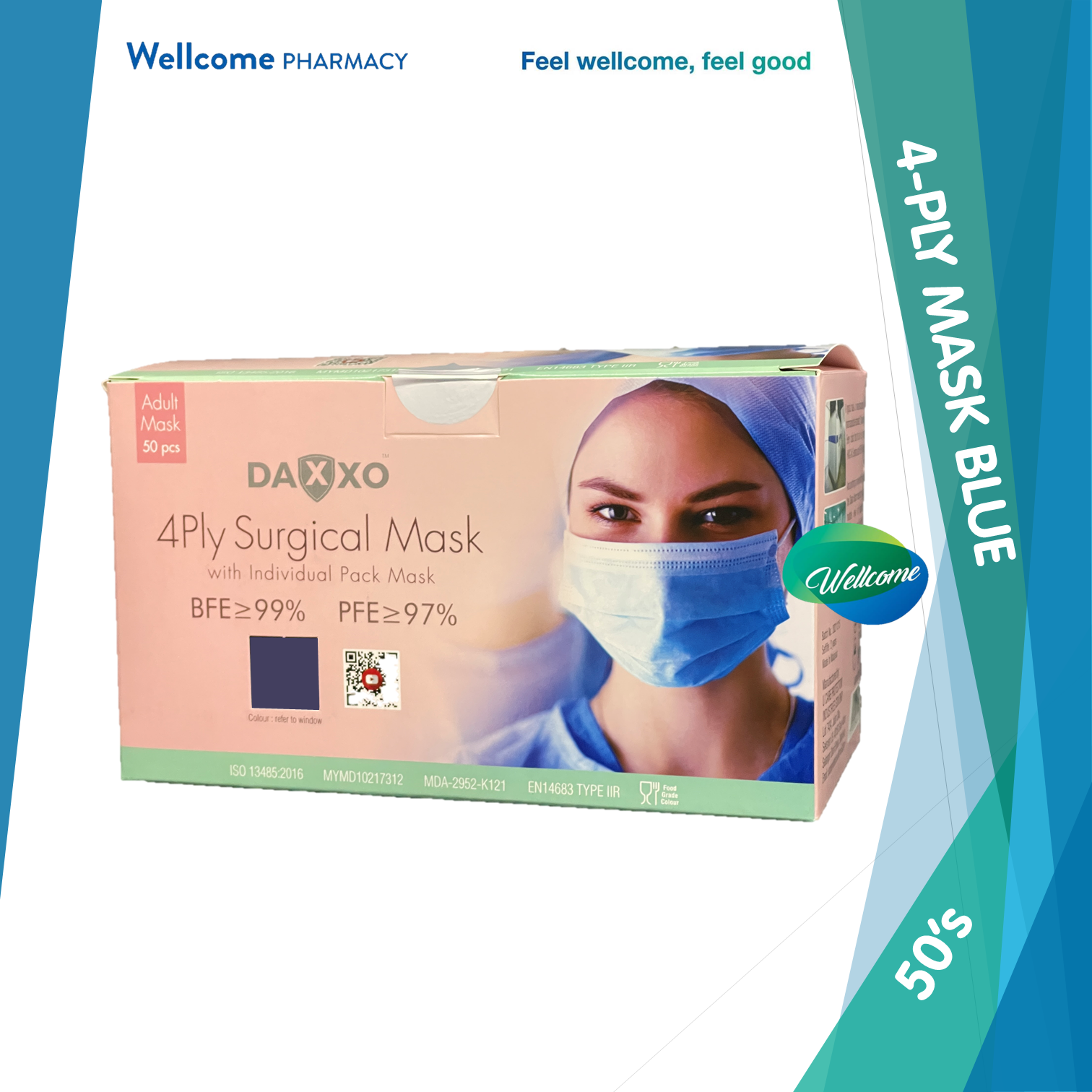 Daxxo 4-ply Surgical Face Mask Blue - 50s.png