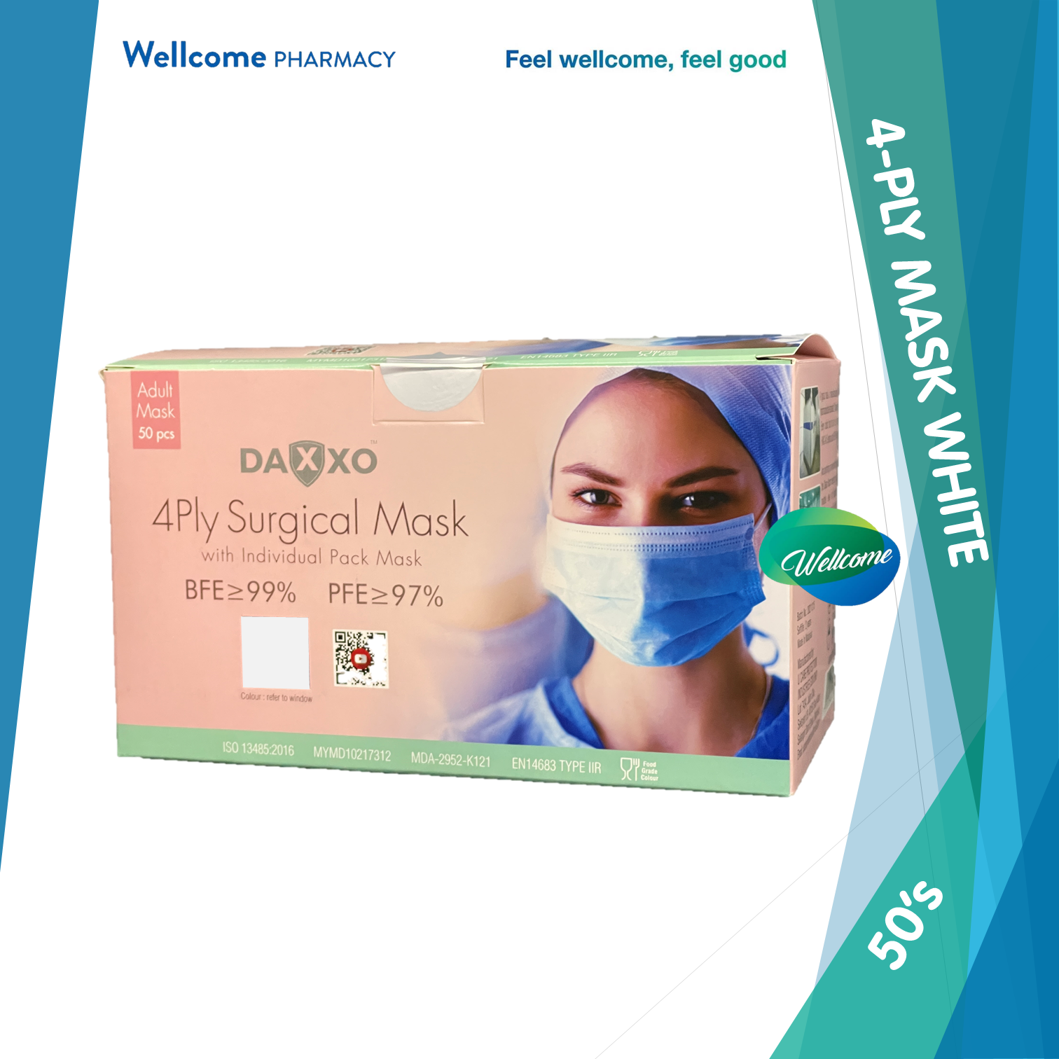 Daxxo 4-ply Surgical Face Mask White - 50s.png