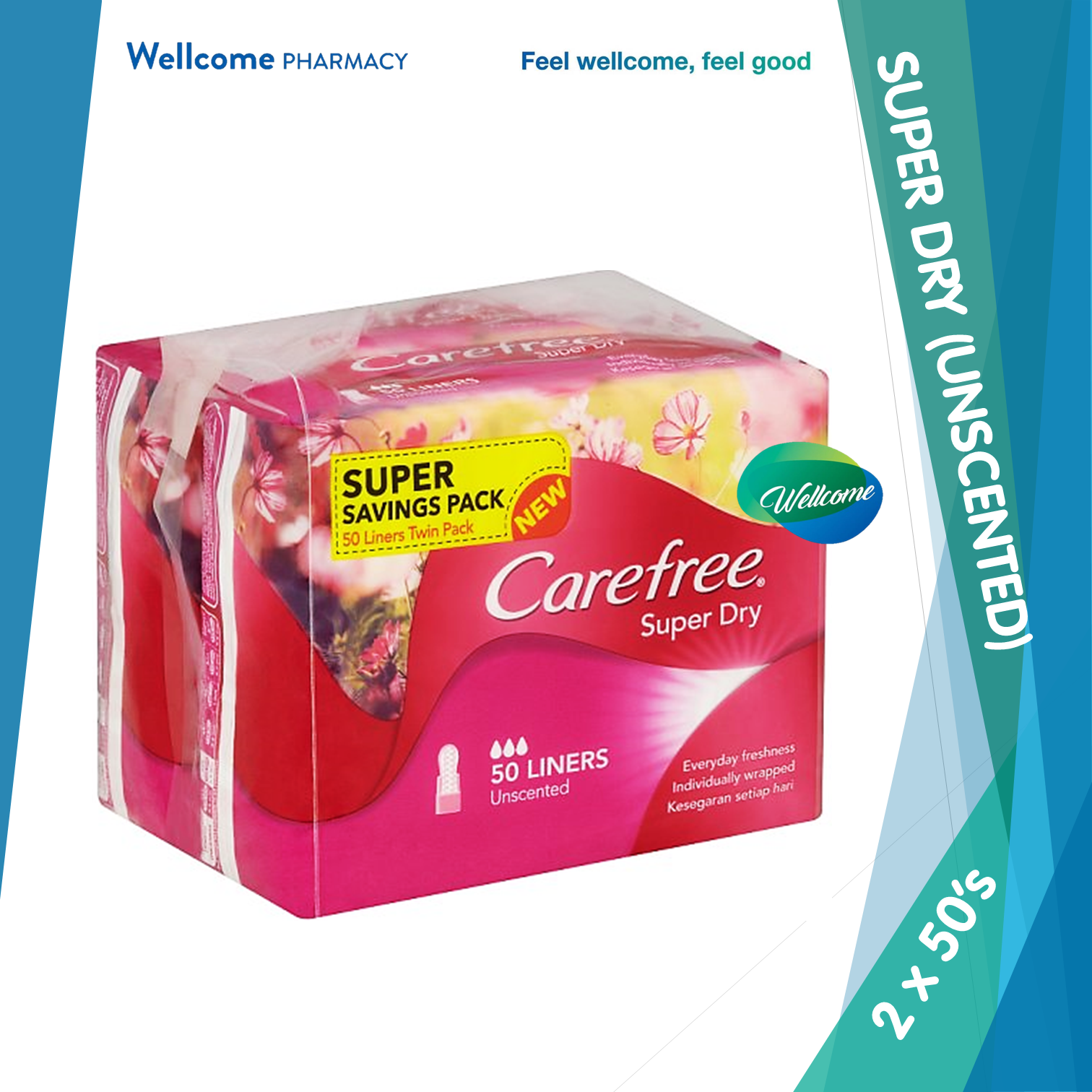 Carefree Super Dry Unscented - 2 x 50s.png