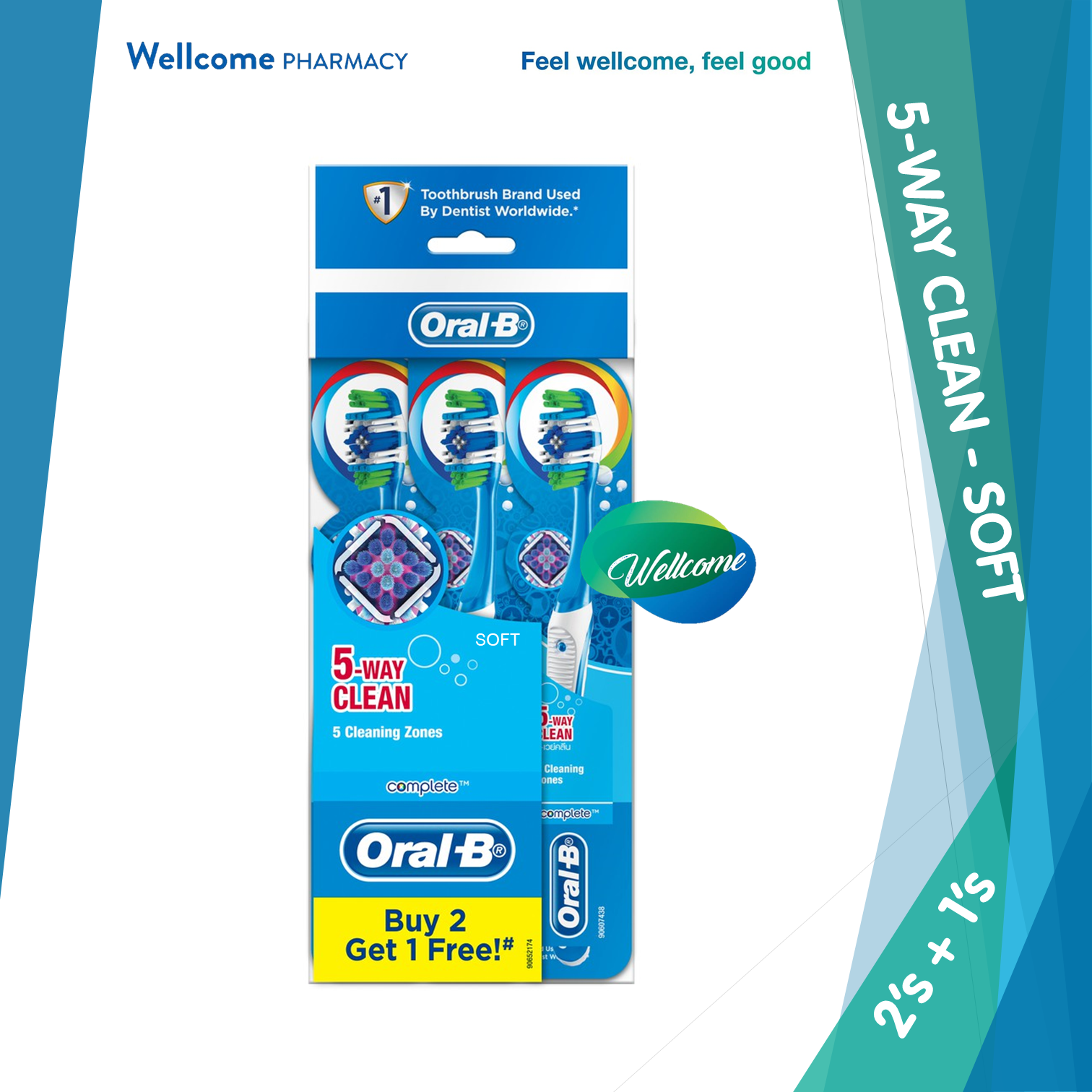 Oral-B Complete Toothbrush 5-Way Clean Soft - 2s + 1s.png