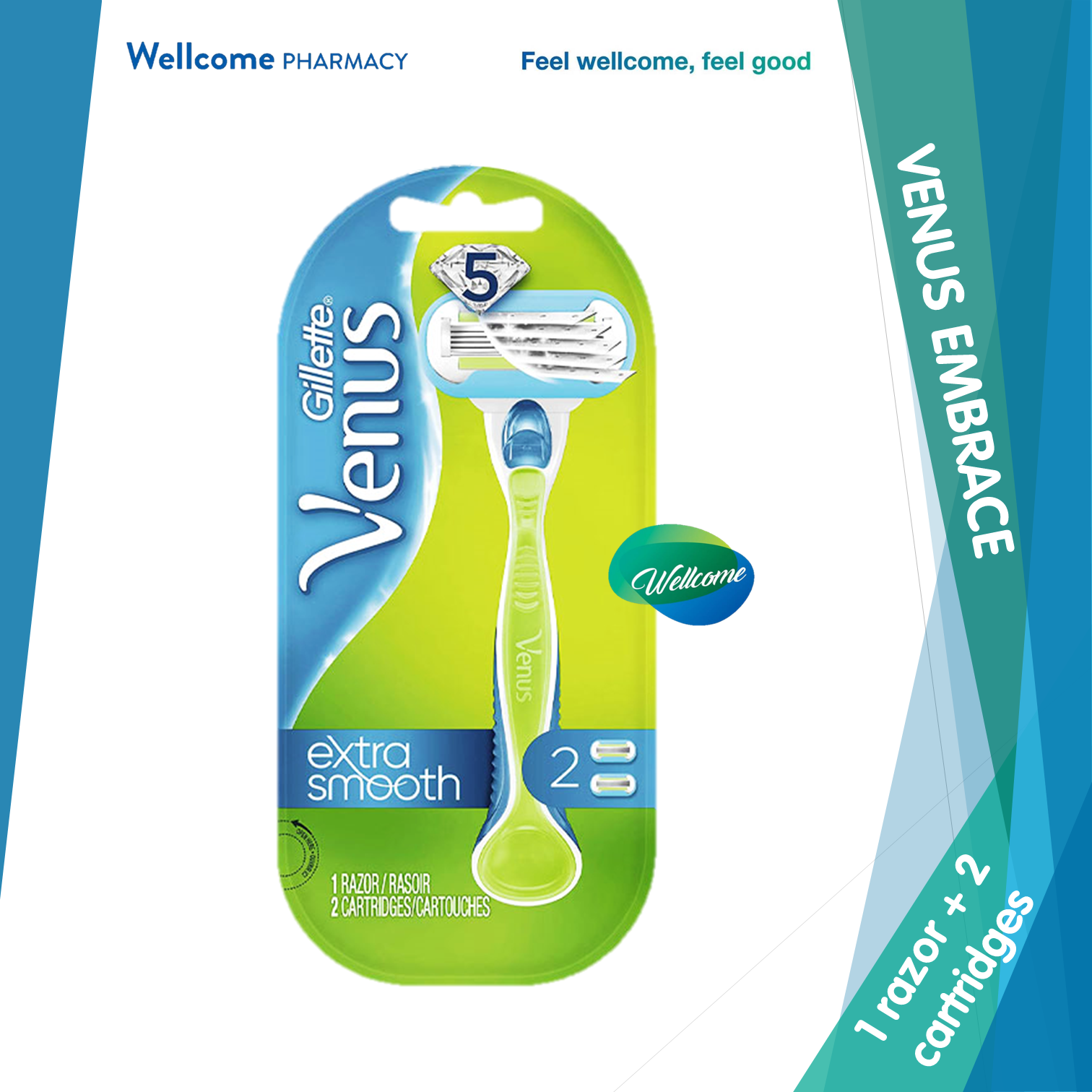 Gillette Venus Embrace Razor 1UP + Cartridge 2s (green).png