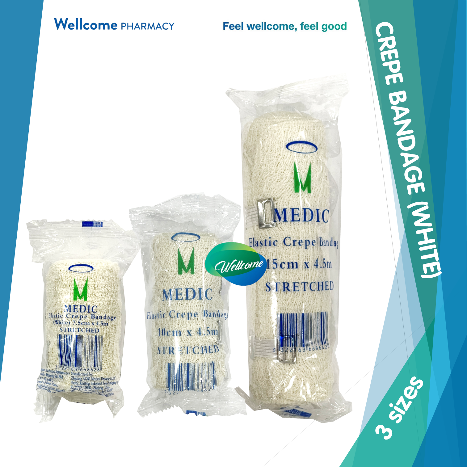 Medic Elastic Crepe Bandage (White) Variants.png