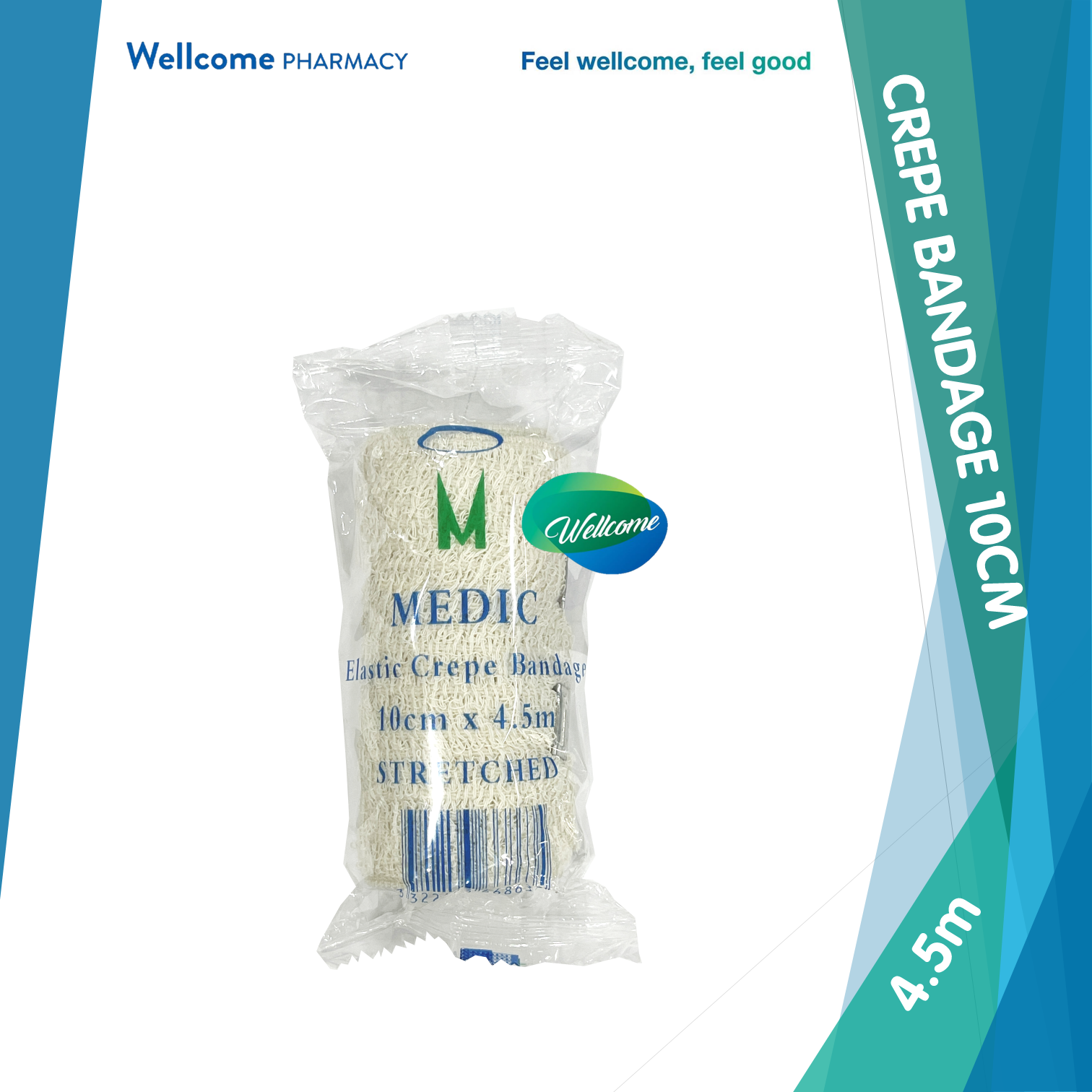 Medic Elastic Crepe Bandage 10cm x 4.5m (White).png