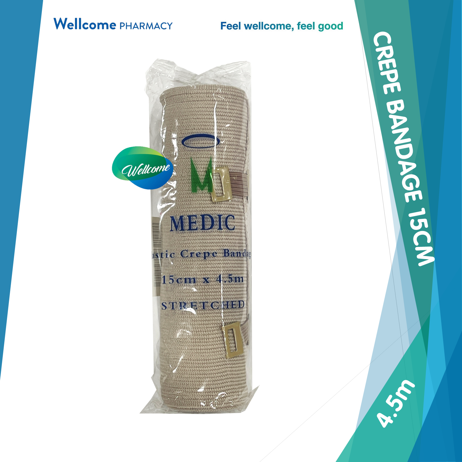 Medic Elastic Crepe Bandage 15cm x 4.5m (Brown).png