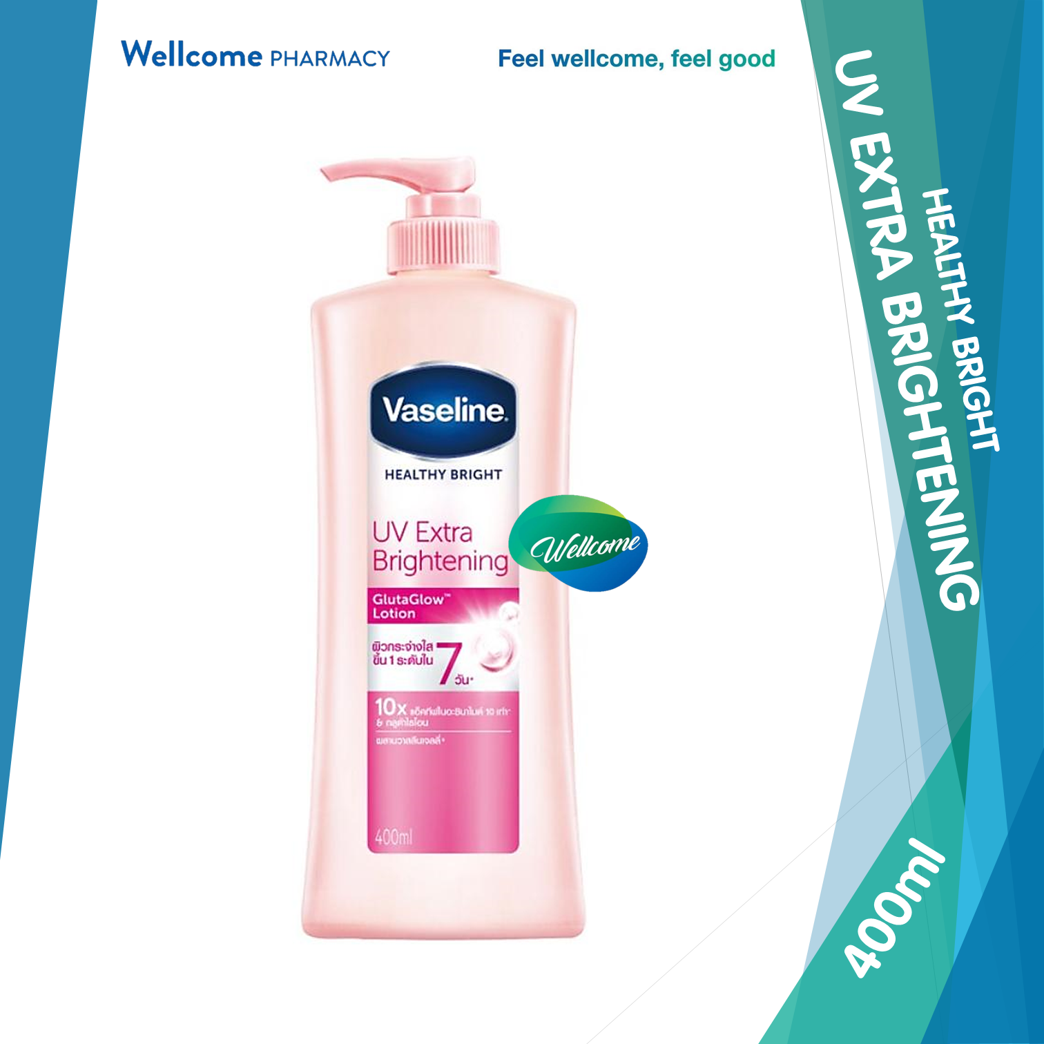 Vaseline Healthy White Fresh & Bright Cooling UV Niacinamide Lotion 500ml X 2 EB