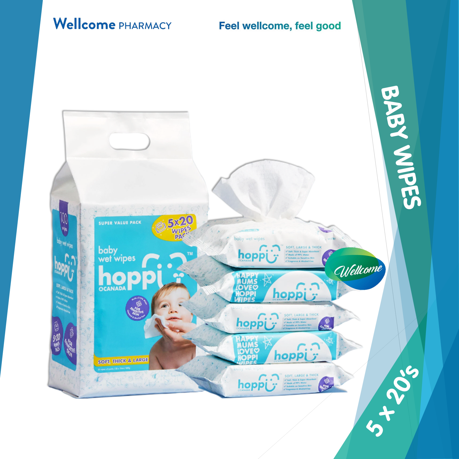 Hoppi Baby Wet Wipes - 5 x 20s.png