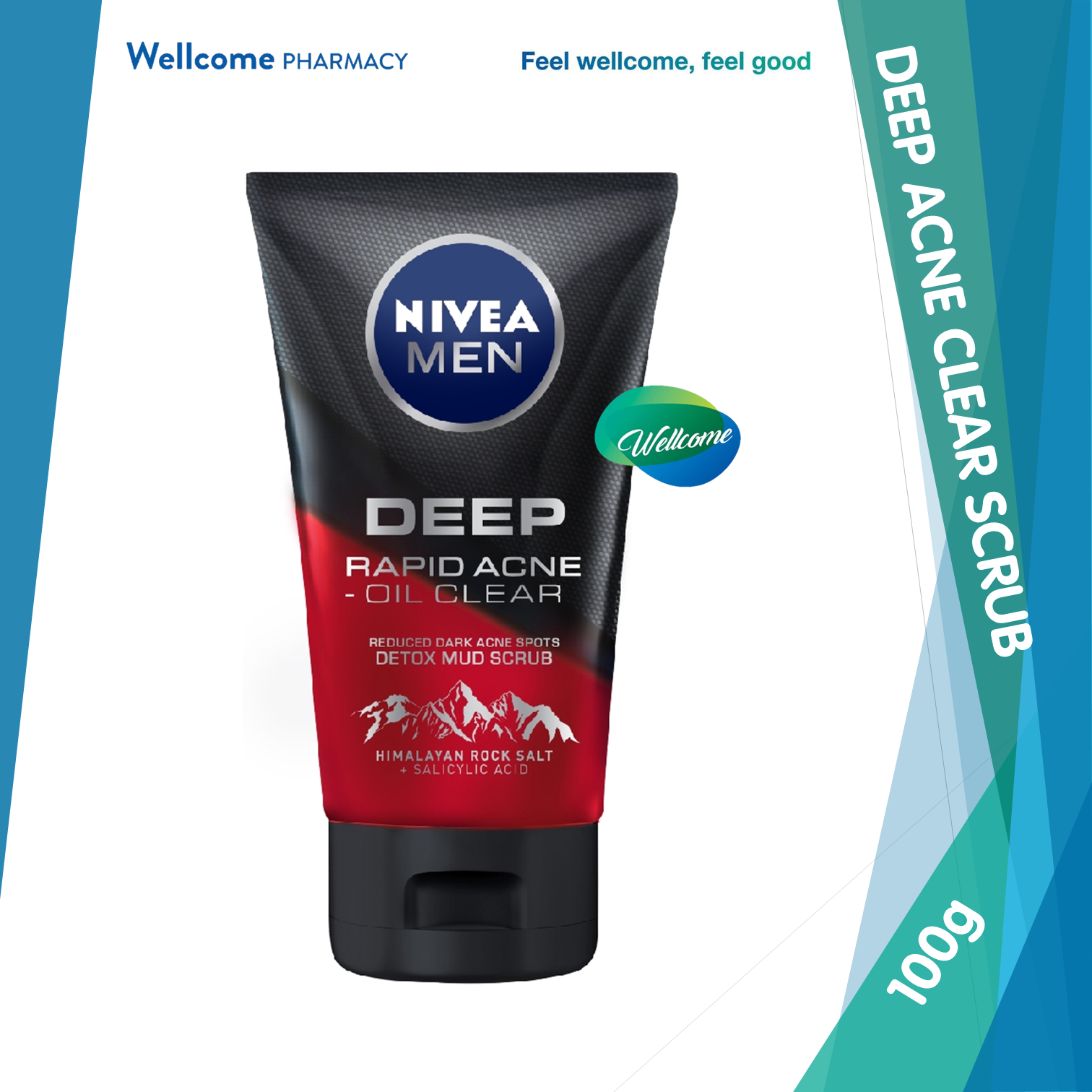 Nivea Men Deep Rapid Acne Oil Clear Mud Scrub - 100g