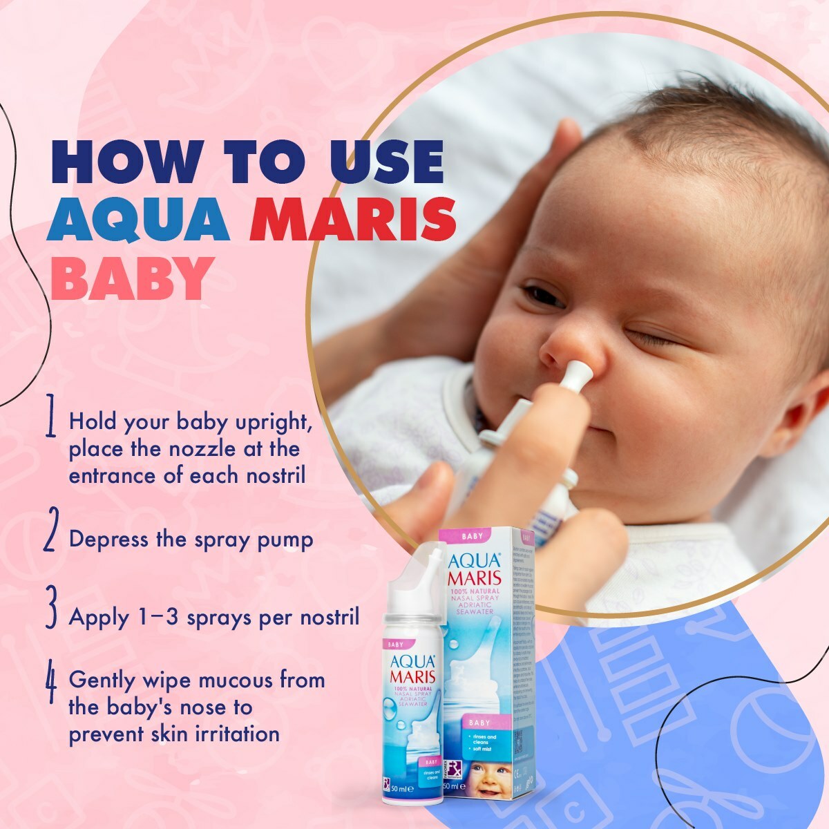 Aqua Maris® Baby Nasal Spray with 100% Natural Adriatic Sea Water - 50ml –  Wellcome Pharmacy