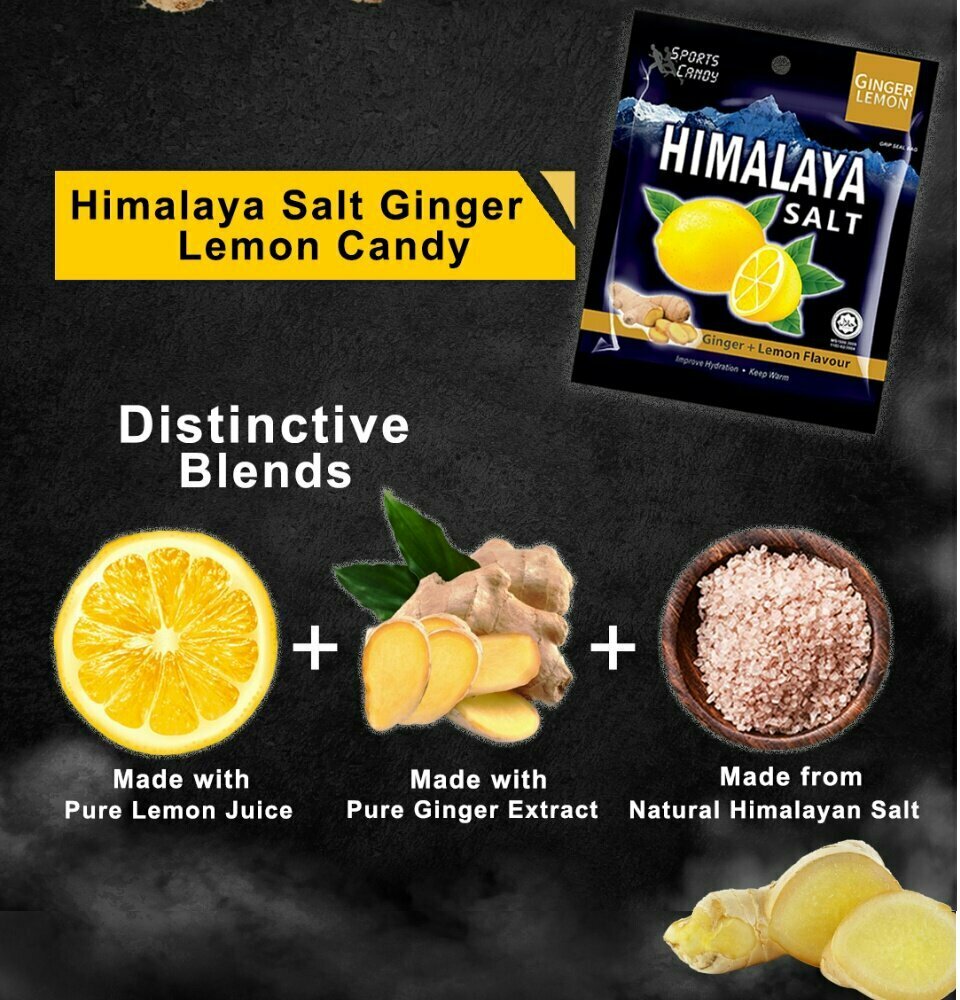 5 Packets of HIMALAYA Salt Extra Cool Mint Candy Lemon Flavour 15g Sports  Candy