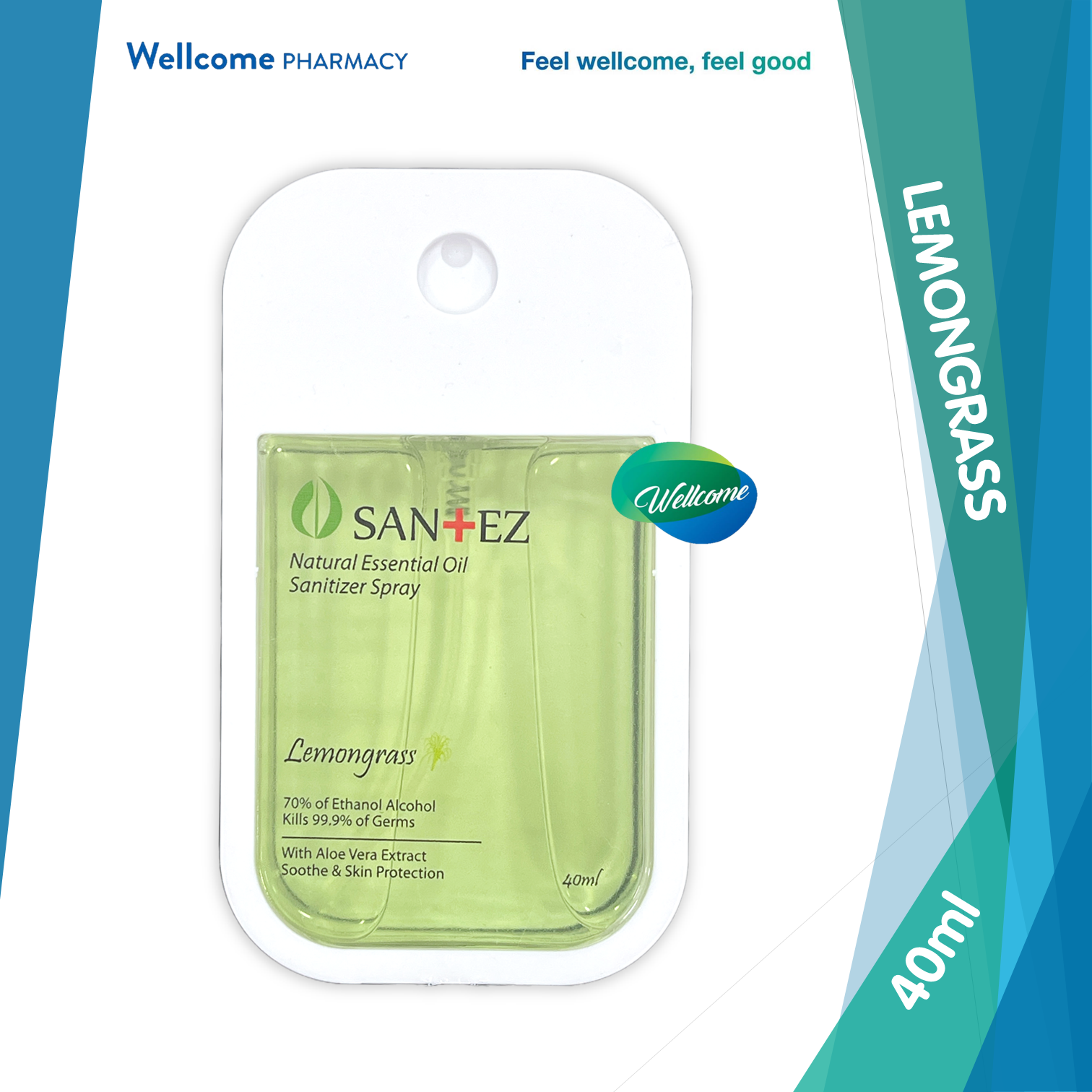 Santez Pocket Hand Sanitizer Lemongrass - 40ml