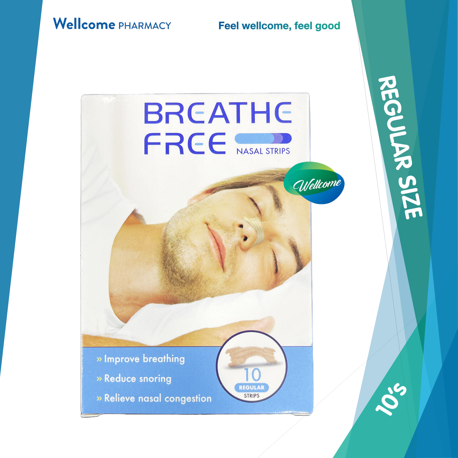 Breathe Free Nasal Strips Reg - 10s