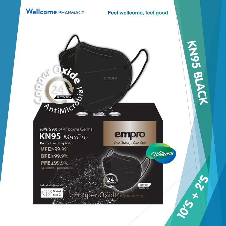 Empro KN95 MaxPro Respirator Black - 10s + 2s