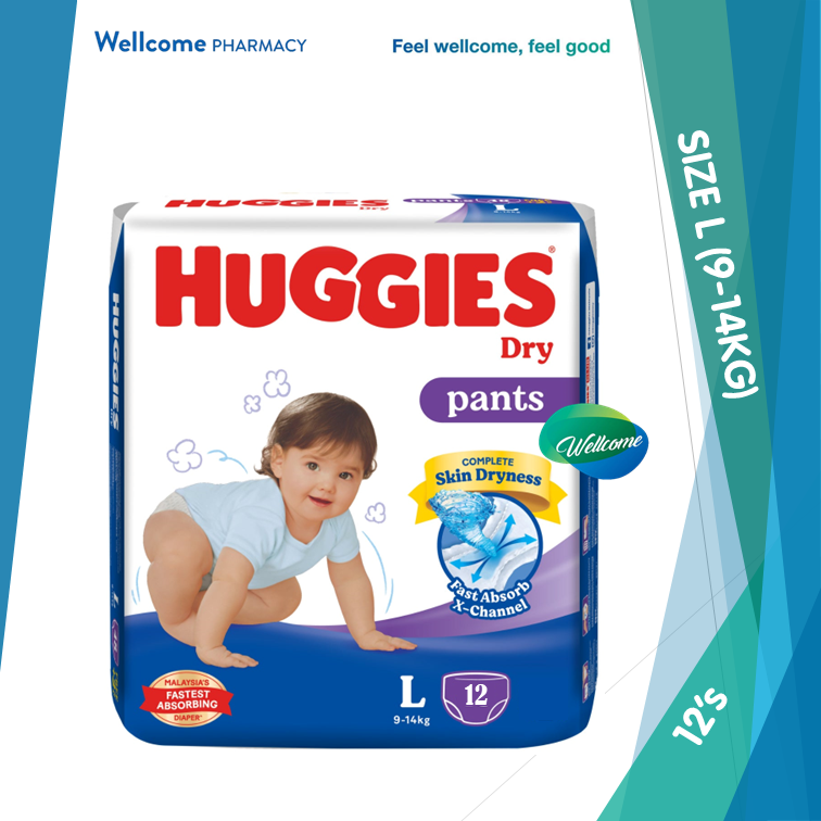 Huggies Dry Pants Reg L - 12s