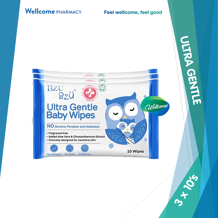 Bzu Bzu Ultra Gentle Baby Wet Wipes - 3 x 10s
