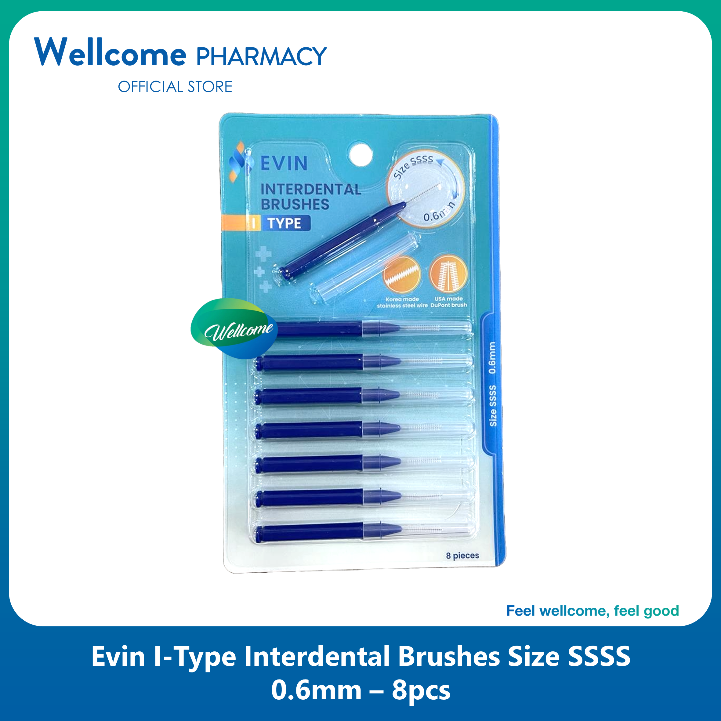 Evin I-Shaped Interdental Brush 0.6mm - 8s